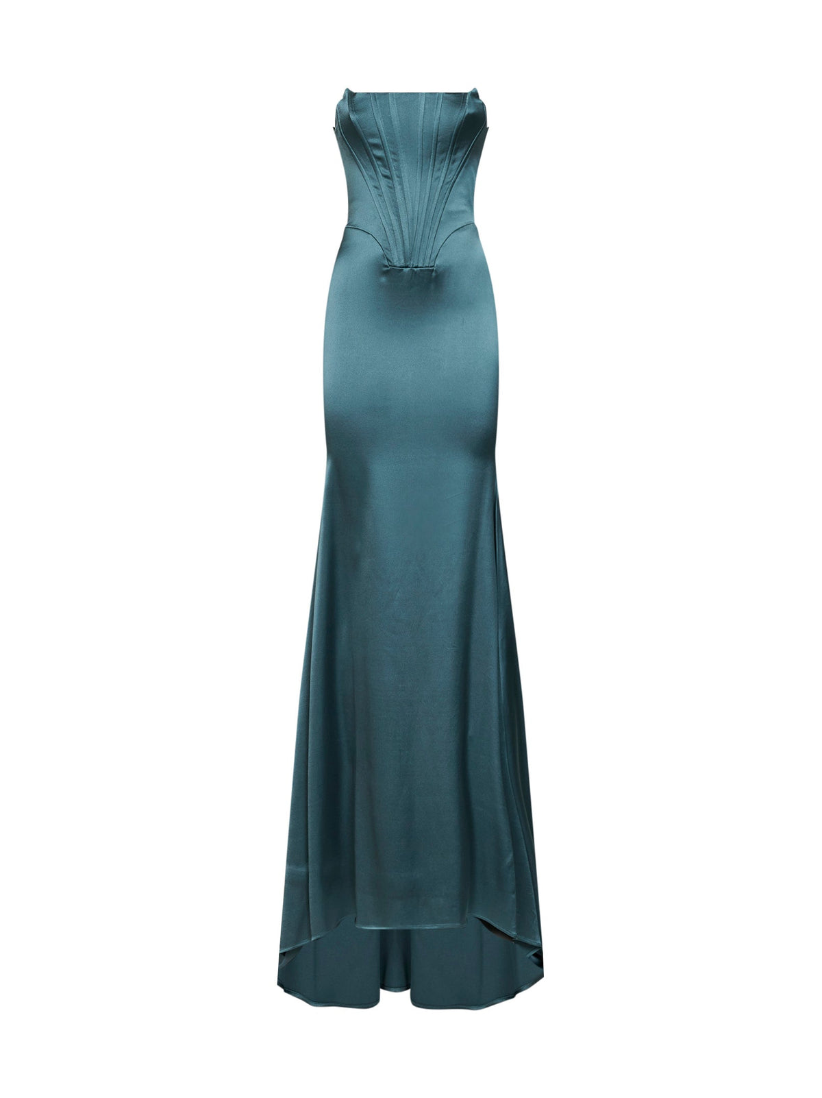 Giuseppe Di Morabito Women Teal Blue Stretch Satin Long Bustier Dress GIUSEPPE DI MORABITO