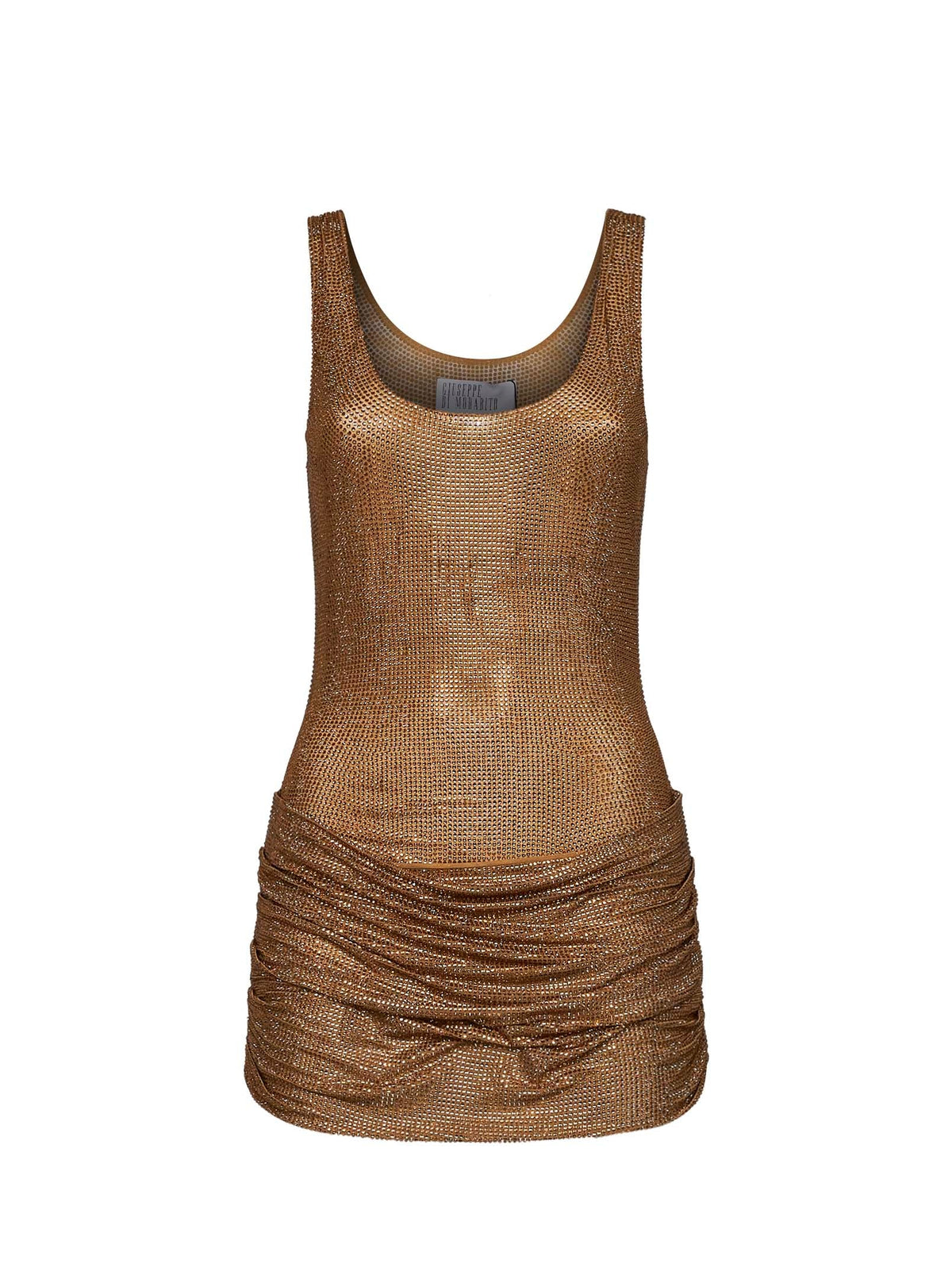 Giuseppe Di Morabito Women Gold Crystal-Embellished Tulle Draped Mini Dress GIUSEPPE DI MORABITO