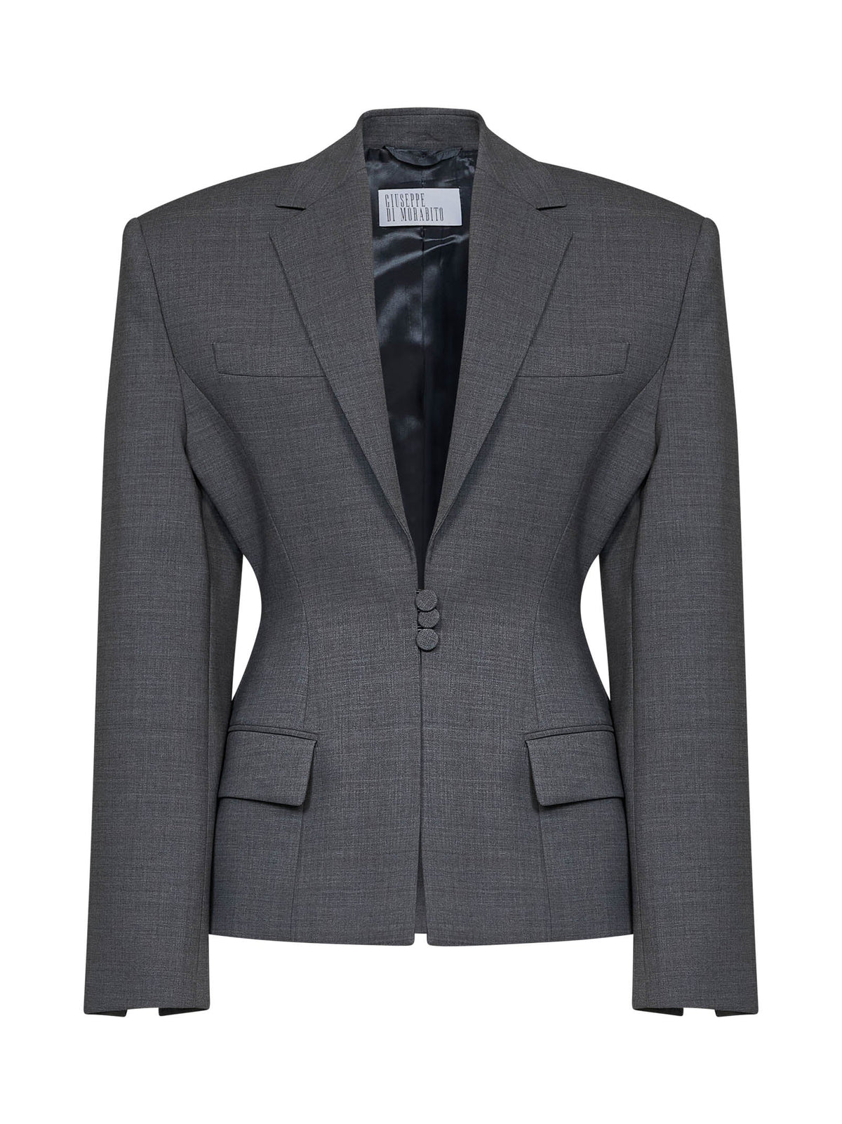 Giuseppe Di Morabito Women Dark Grey Virgin Wool Canvas Fitted-Waist Blazer GIUSEPPE DI MORABITO