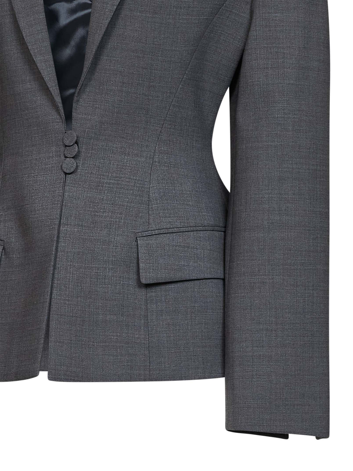 Giuseppe Di Morabito Women Dark Grey Virgin Wool Canvas Fitted-Waist Blazer GIUSEPPE DI MORABITO