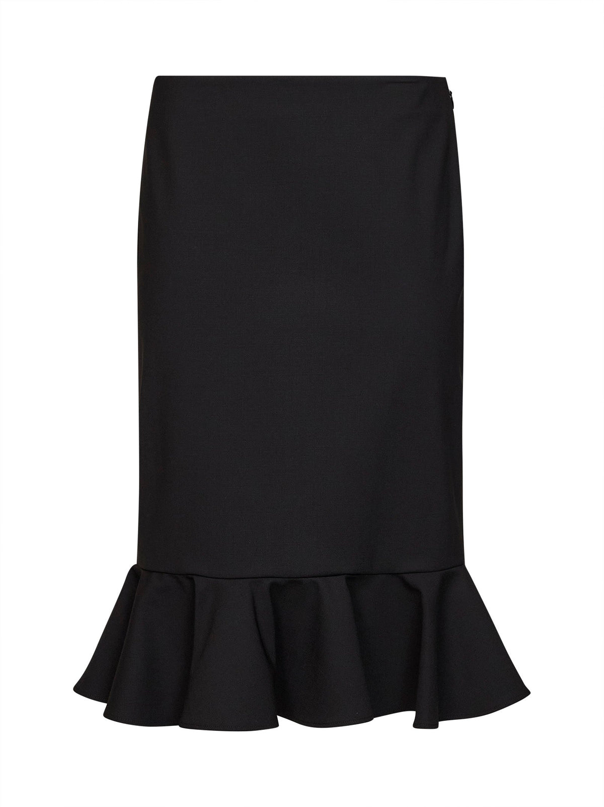 Giuseppe Di Morabito Women Black Virgin Wool Midi Skirt With Ruffle GIUSEPPE DI MORABITO