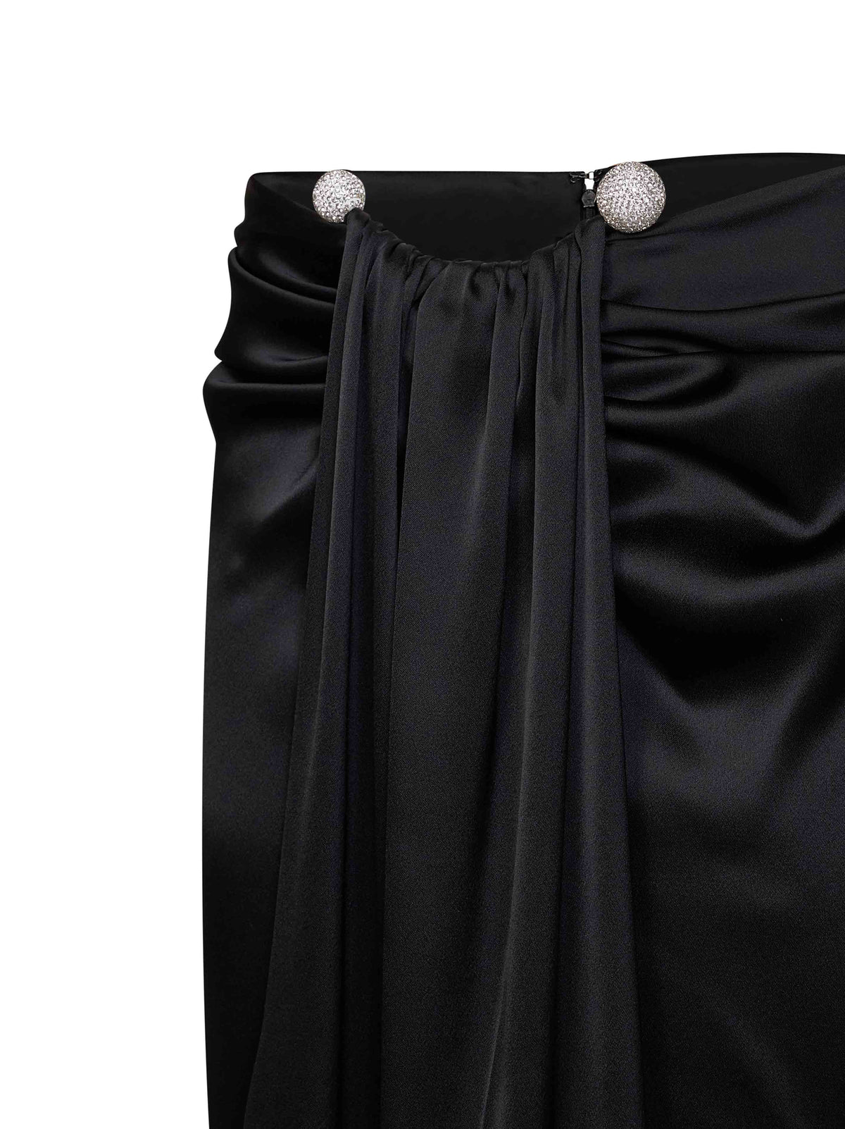 Giuseppe Di Morabito Women Black Satin Maxi Skirt With Jeweled Detail GIUSEPPE DI MORABITO