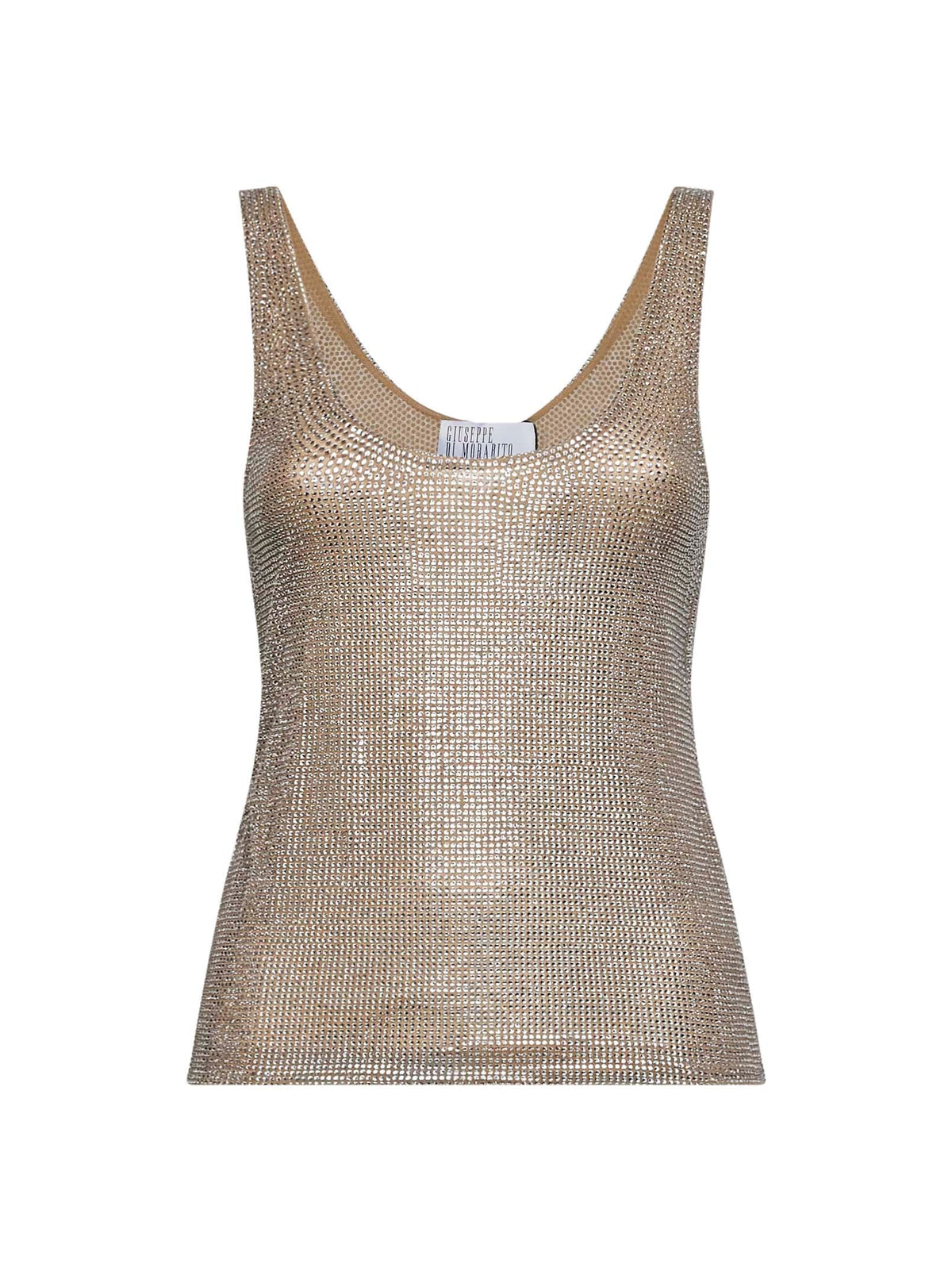 Giuseppe Di Morabito Women Silver Crystal-Embellished Tulle Tank Top GIUSEPPE DI MORABITO
