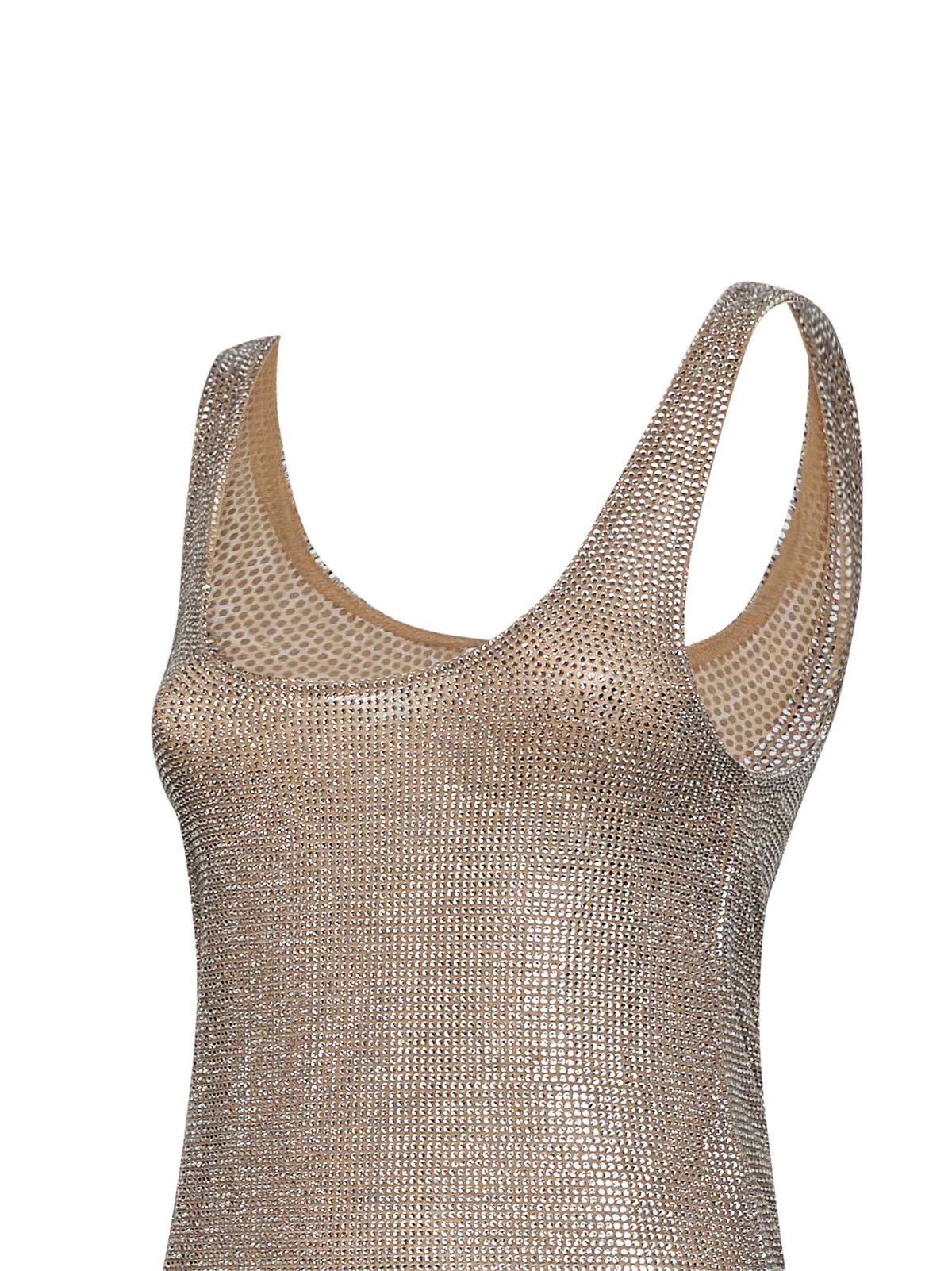 Giuseppe Di Morabito Women Silver Crystal-Embellished Tulle Tank Top GIUSEPPE DI MORABITO