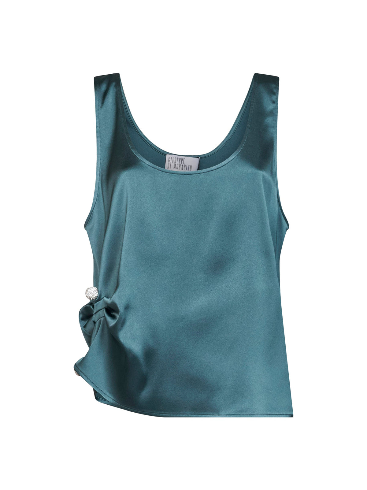 Giuseppe Di Morabito Women Oil Green Satin Draped Top GIUSEPPE DI MORABITO