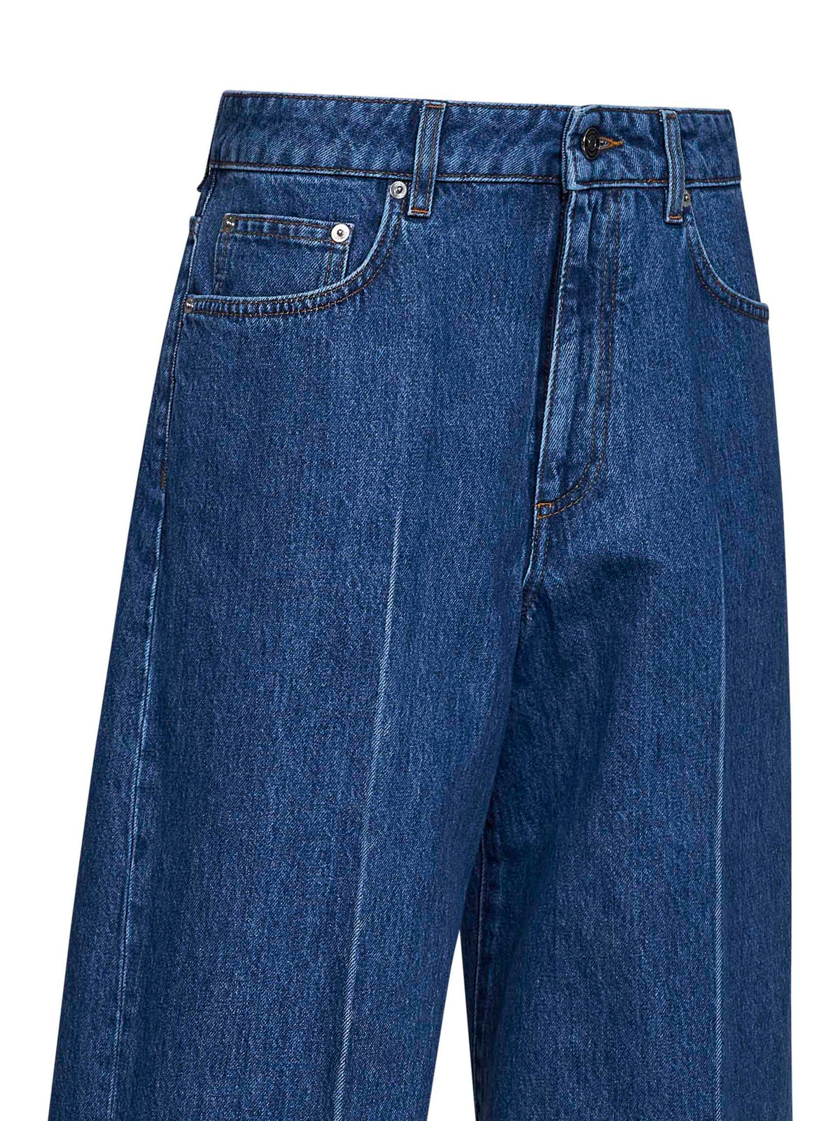 Givenchy Women Blue Cotton Denim Wide-Leg Jeans GIVENCHY