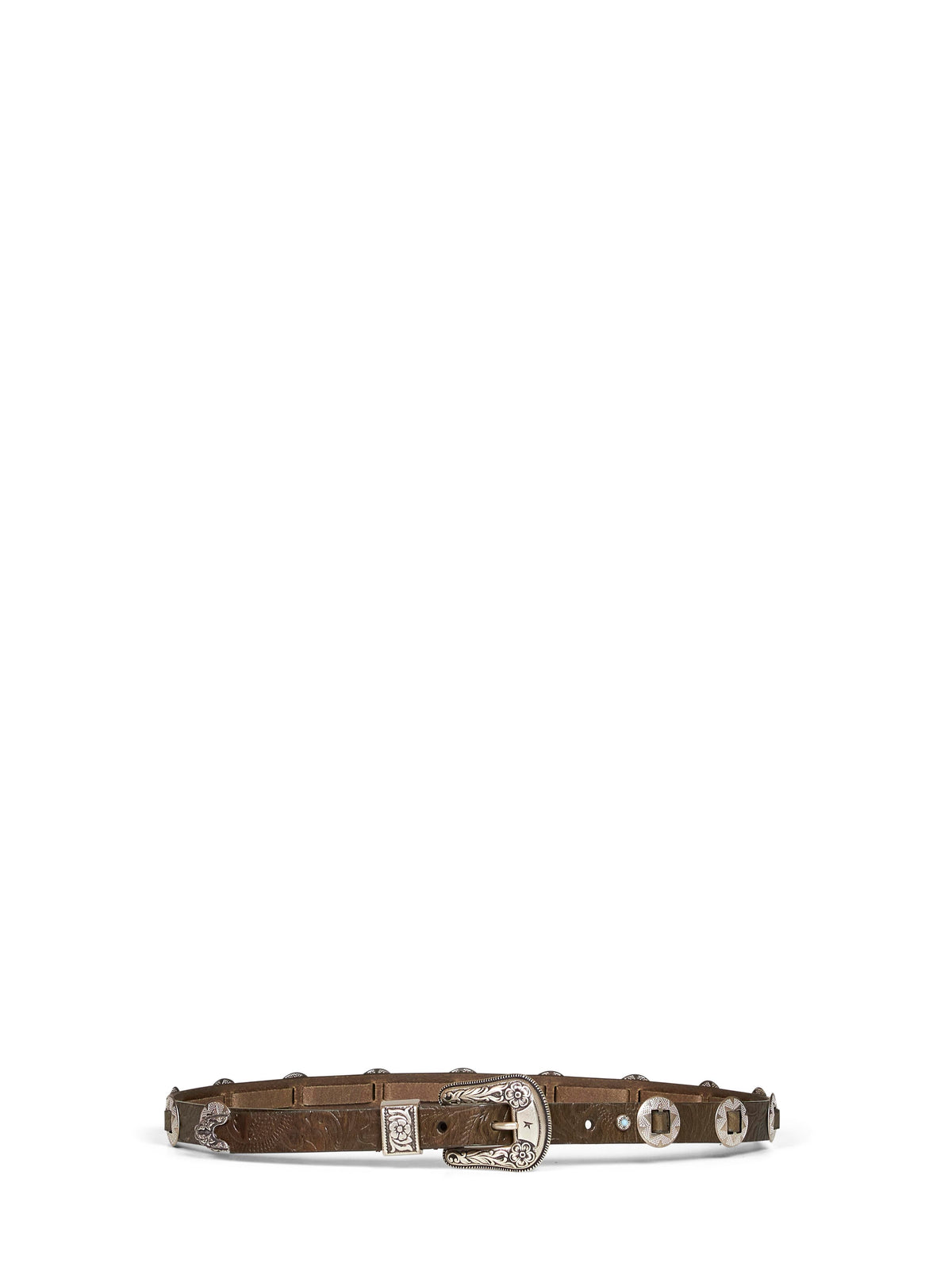 Golden Goose Women Winter Moss Embossed Leather Thin Lace Belt With Inlays<Br/> GOLDEN GOOSE