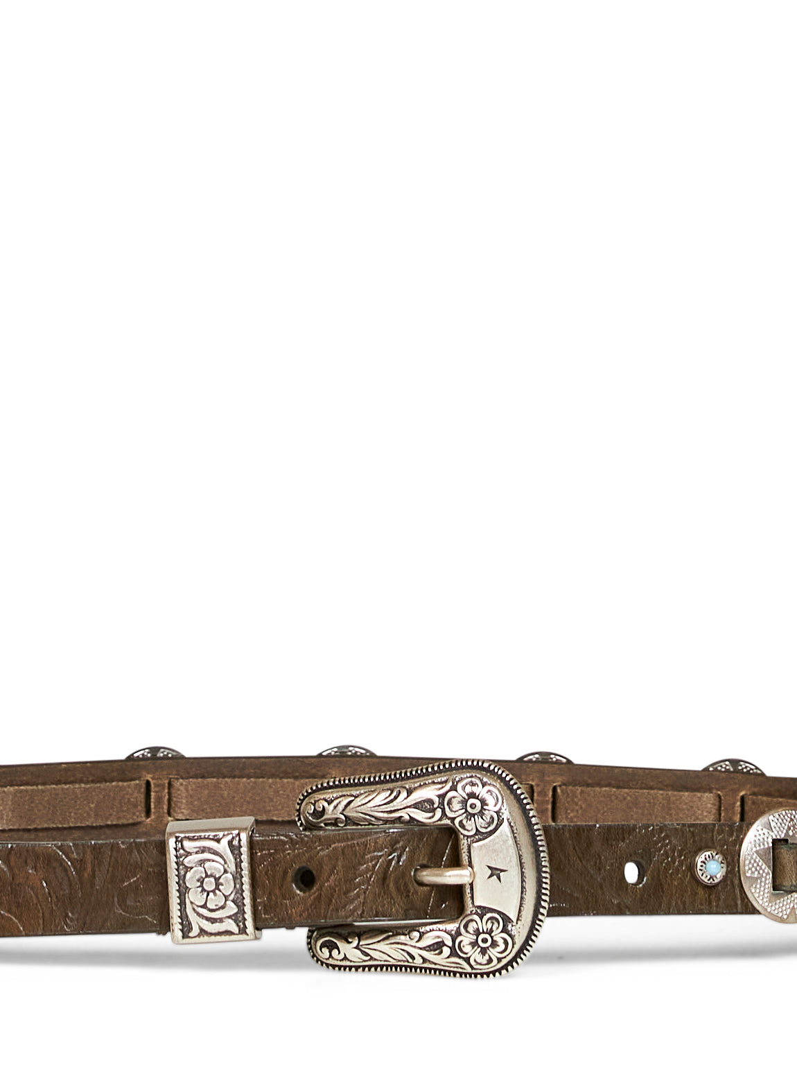 Golden Goose Women Winter Moss Embossed Leather Thin Lace Belt With Inlays<Br/> GOLDEN GOOSE