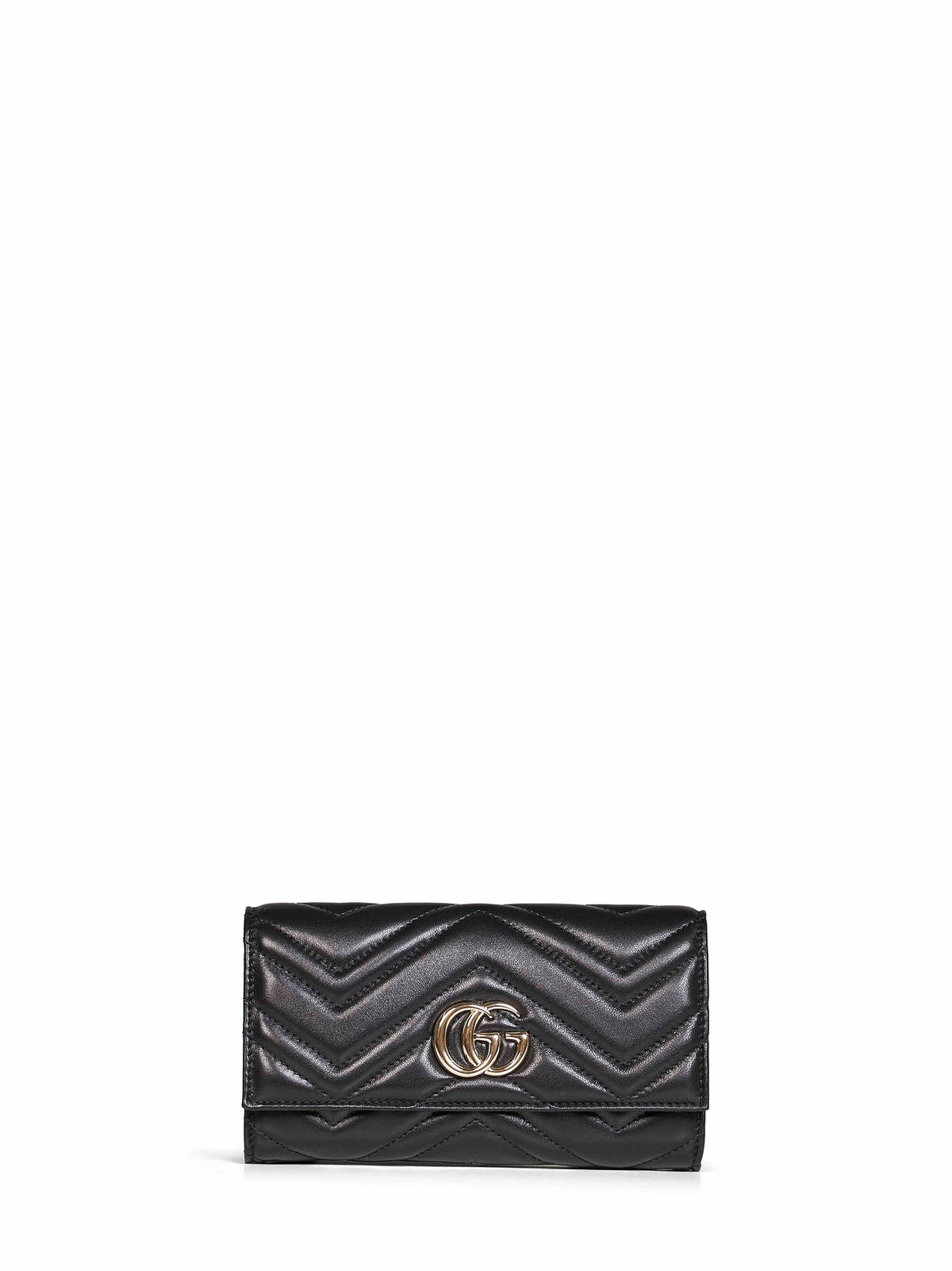 Gucci Women Black Leather Gg Marmont Continental Wallet<Br/> GUCCI