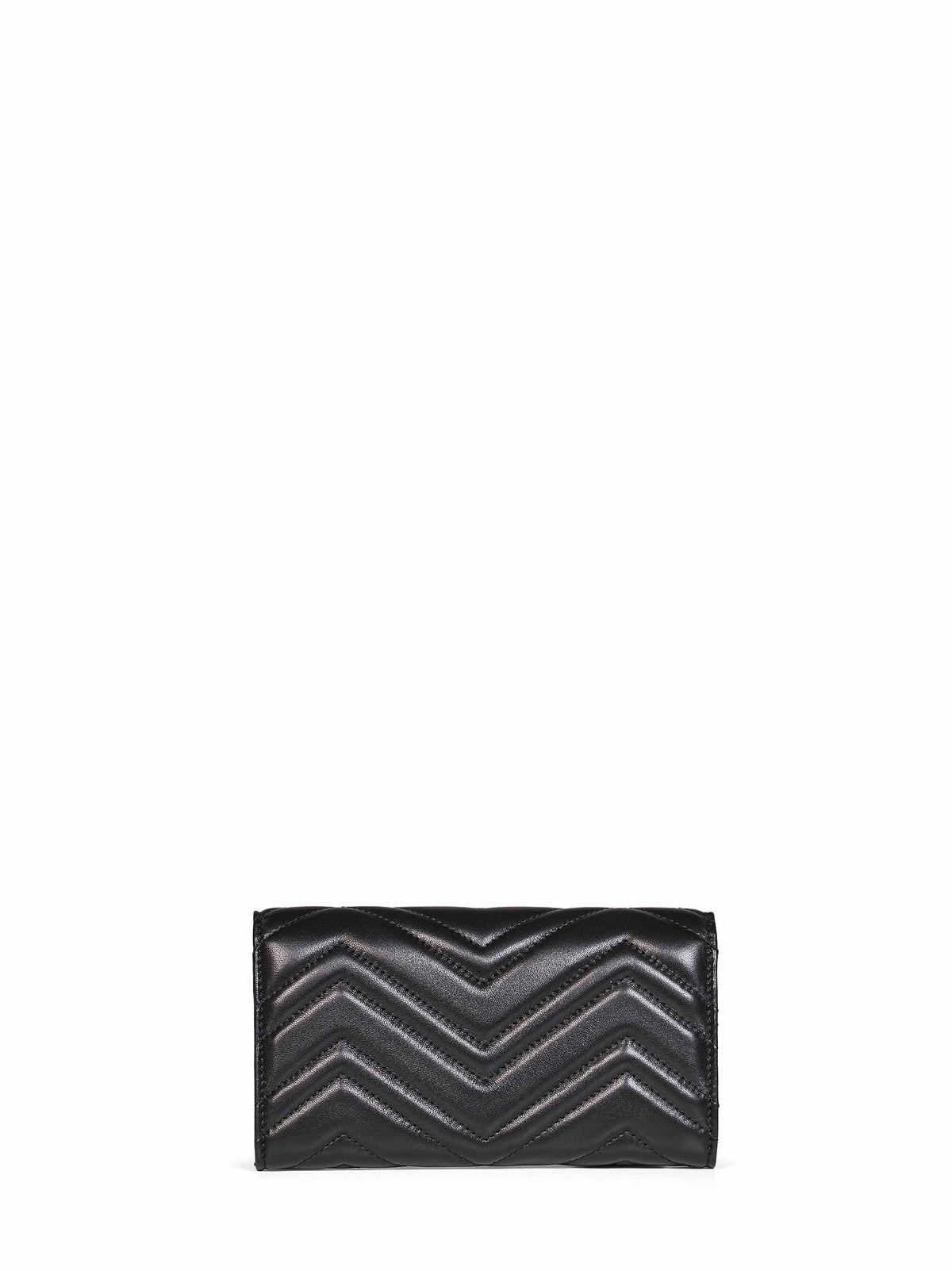 Gucci Women Black Leather Gg Marmont Continental Wallet<Br/> GUCCI