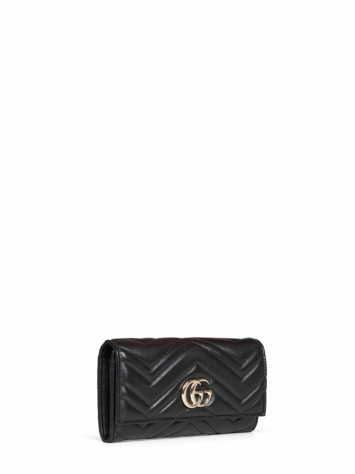 Gucci Women Black Leather Gg Marmont Continental Wallet<Br/> GUCCI