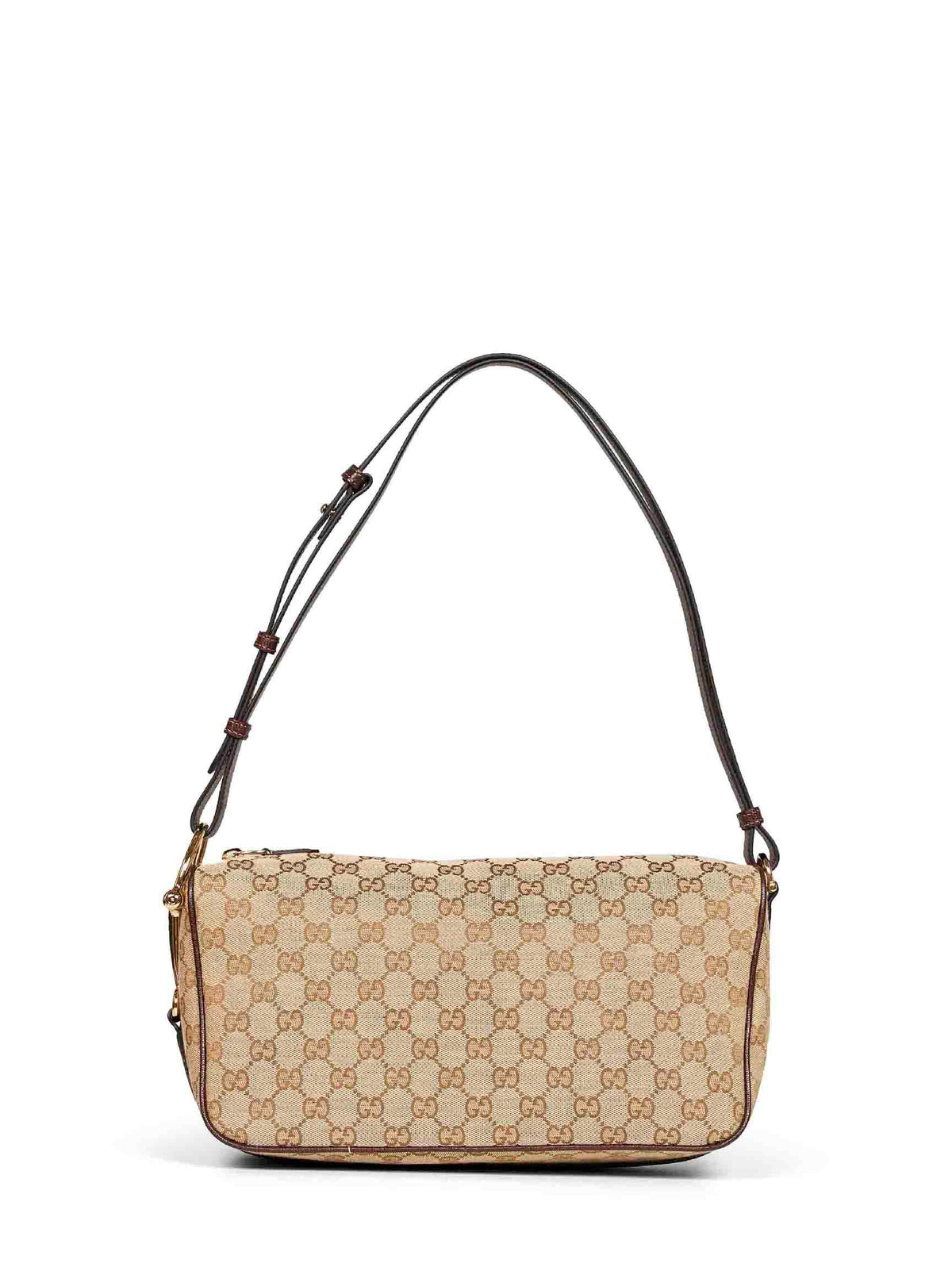 Gucci Women Sand And Dark Brown Gucci Half Horsebit Medium Shoulder Bag GUCCI