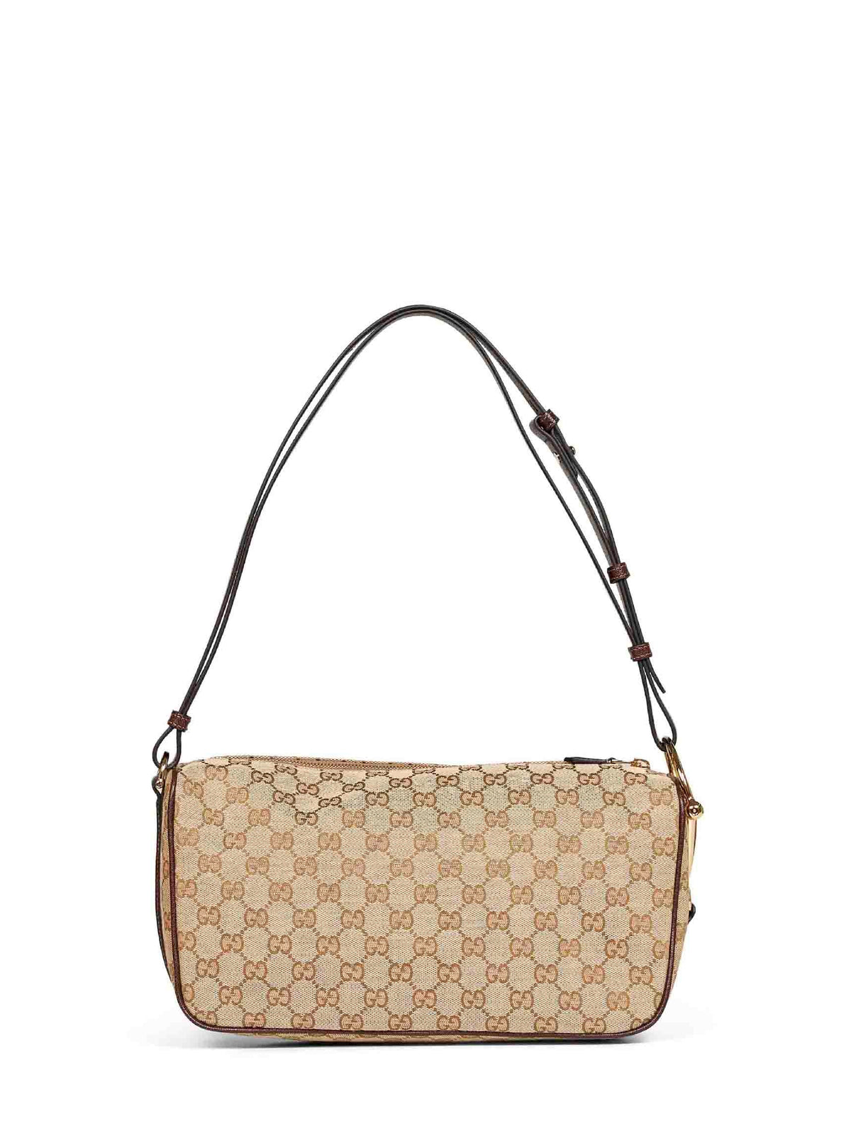 Gucci Women Sand And Dark Brown Gucci Half Horsebit Medium Shoulder Bag GUCCI