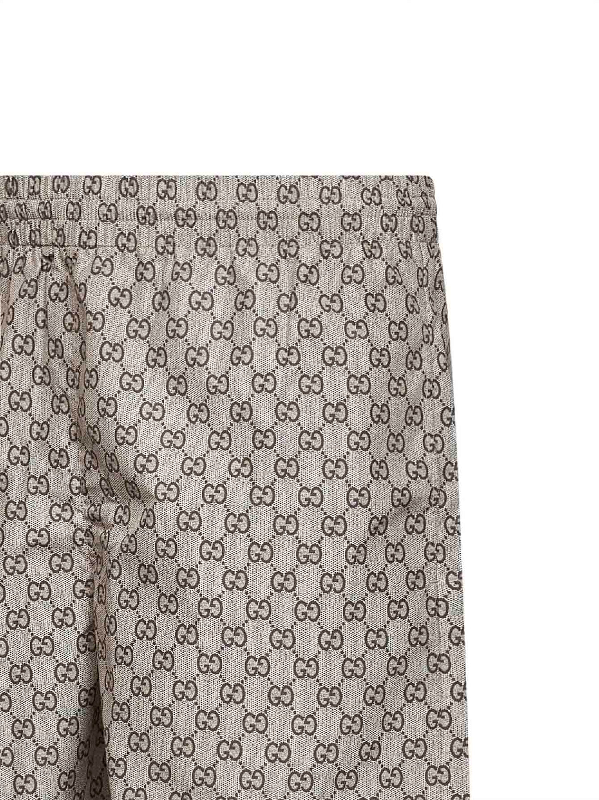 Gucci Men Brown Printed Polyester Poplin Swimsuit GUCCI