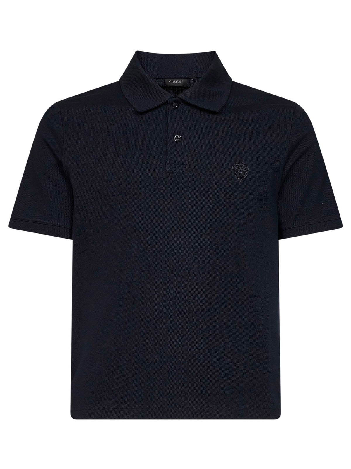Gucci Men Blue Cotton Pique Embroidered Polo Shirt GUCCI