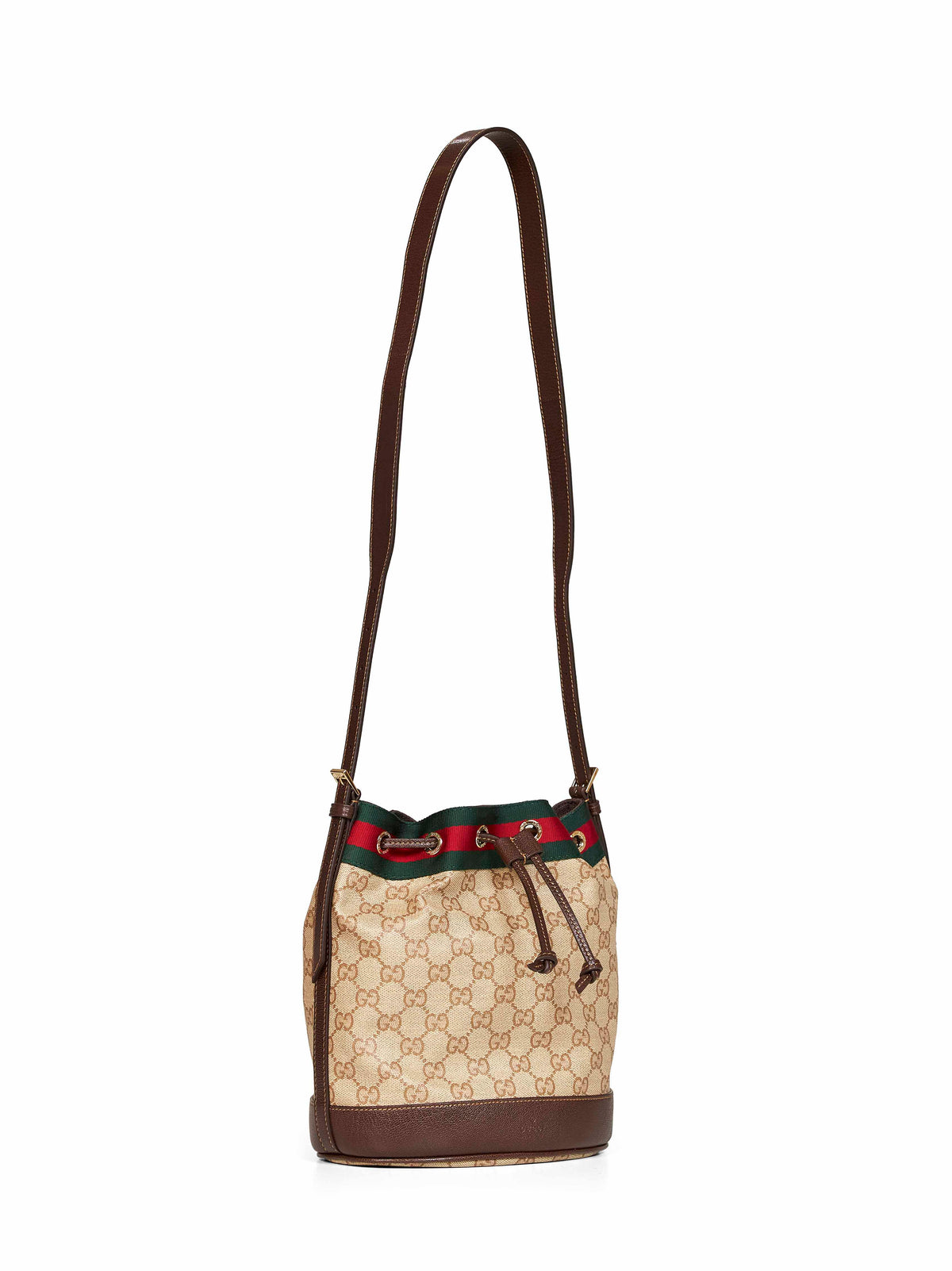 Gucci Women Sand And Dark Brown Gucci Venice Mini Bucket Bag GUCCI