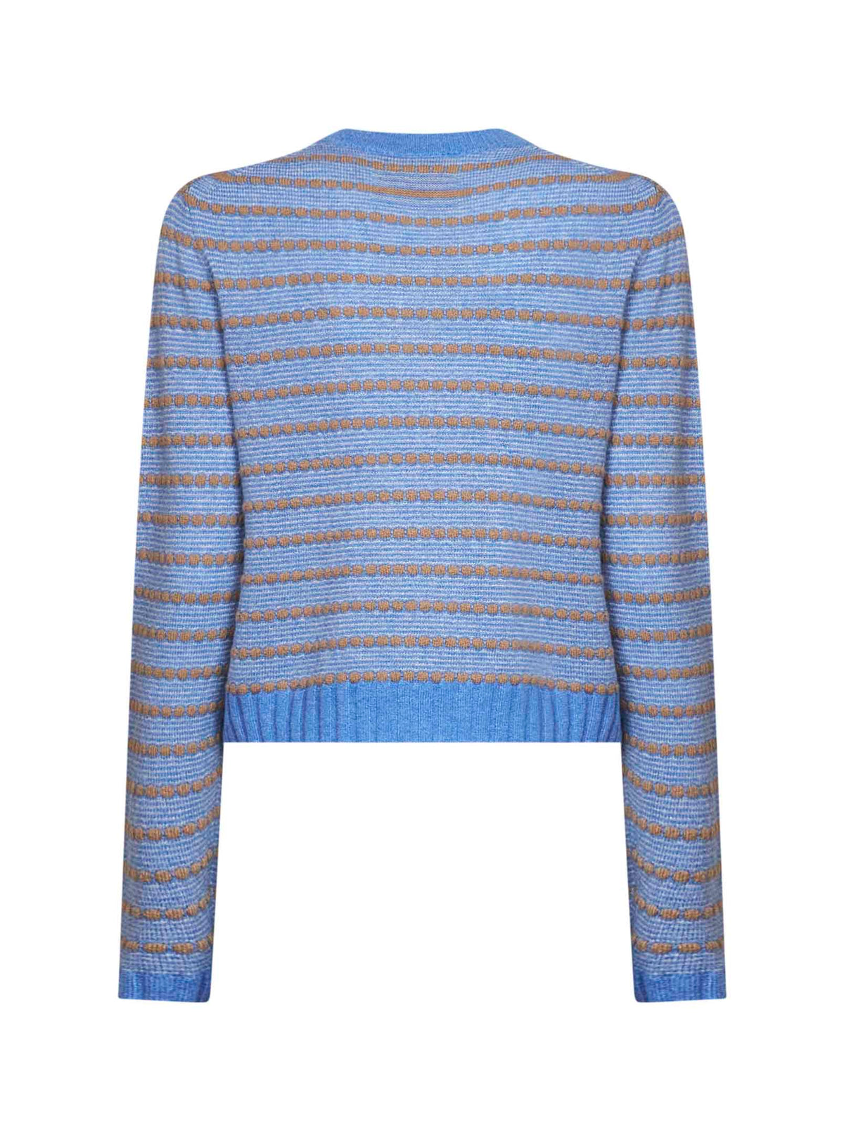 Guest In Residence Women Delft Blue Jacquard Knit Pebble Stripe Shrunken Sweater GUEST IN RESIDENCE