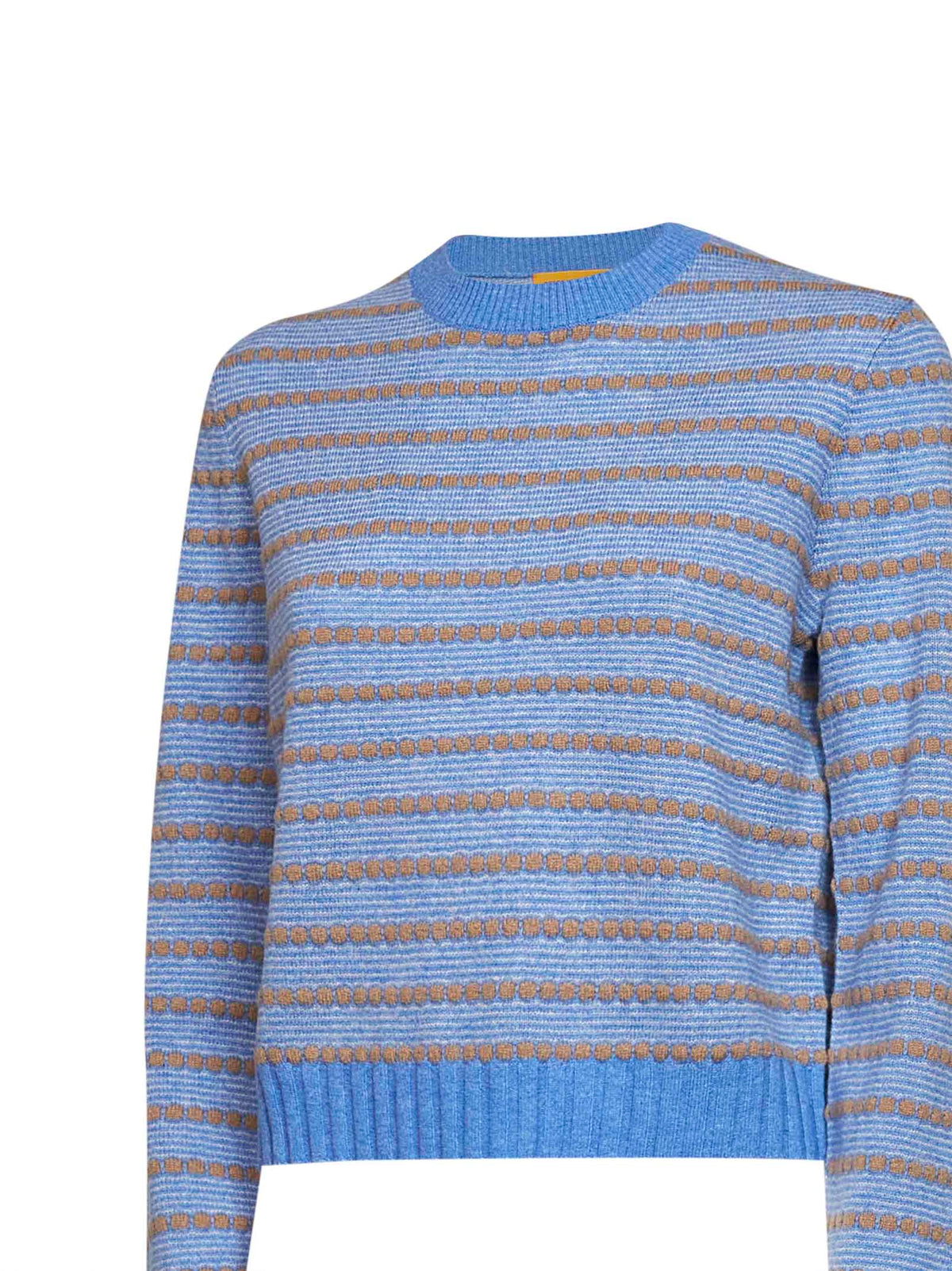 Guest In Residence Women Delft Blue Jacquard Knit Pebble Stripe Shrunken Sweater GUEST IN RESIDENCE