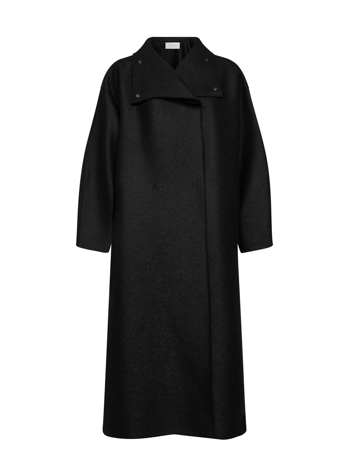 Harris Wharf London Women Black Felted Wool Funnel Neck Oversized Coat HARRIS WHARF LONDON