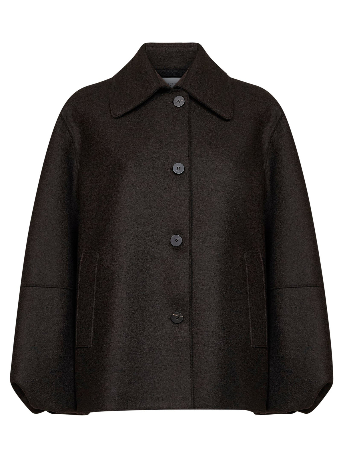 Harris Wharf London Women Dark Brown Felted Wool Puff Sleeves Jacket HARRIS WHARF LONDON