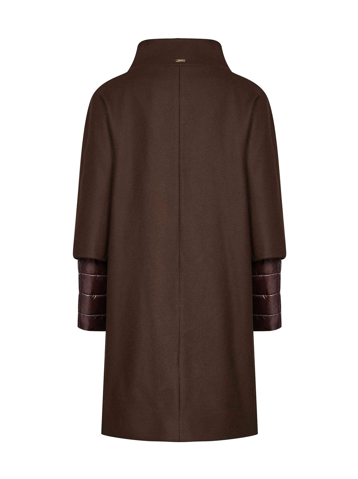 Herno Women Dark Chocolate Ecowool And Ultralight Nylon Coat HERNO