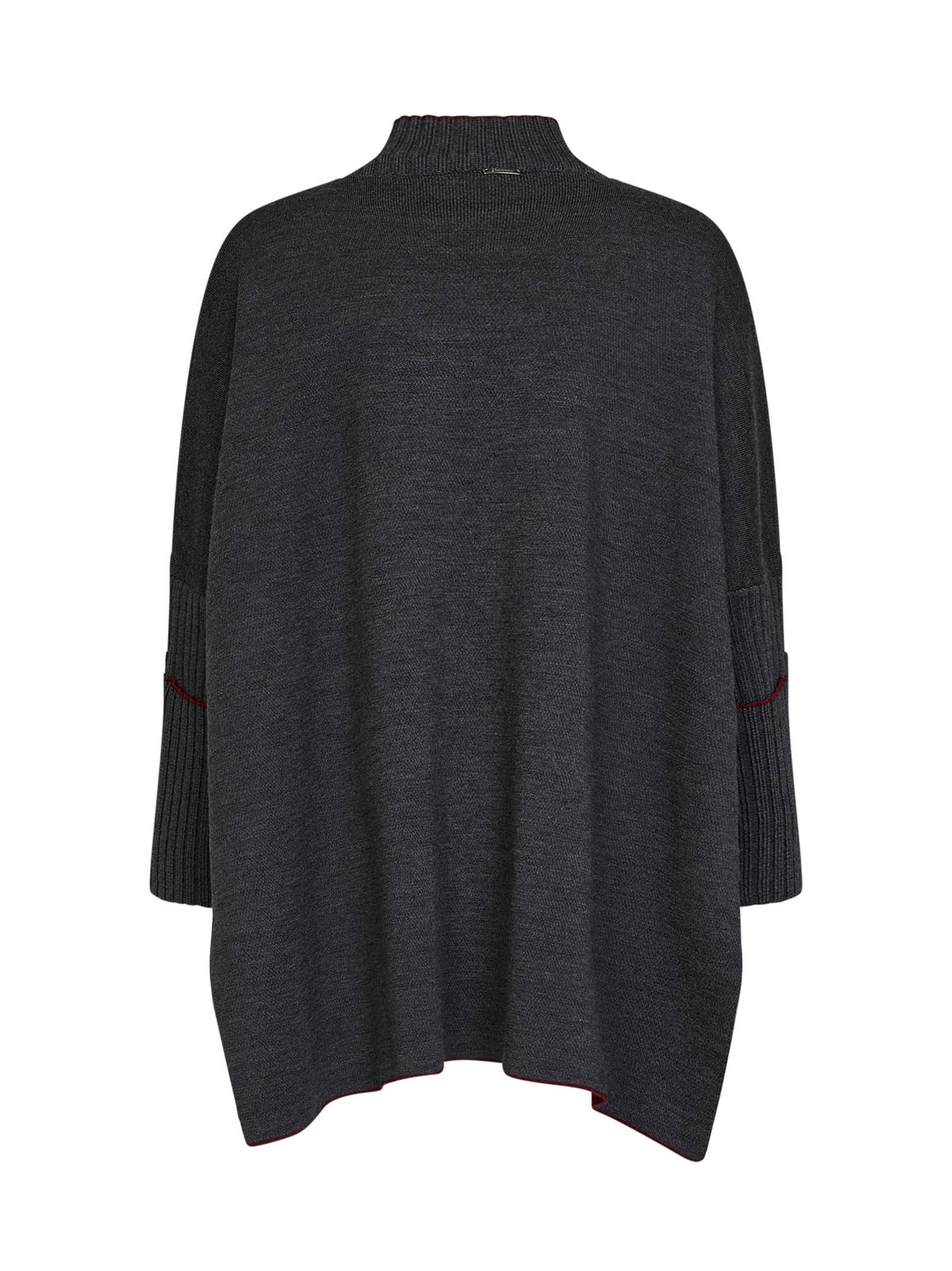 Herno Women Grey Virgin Wool Knit Poncho-Style Top HERNO