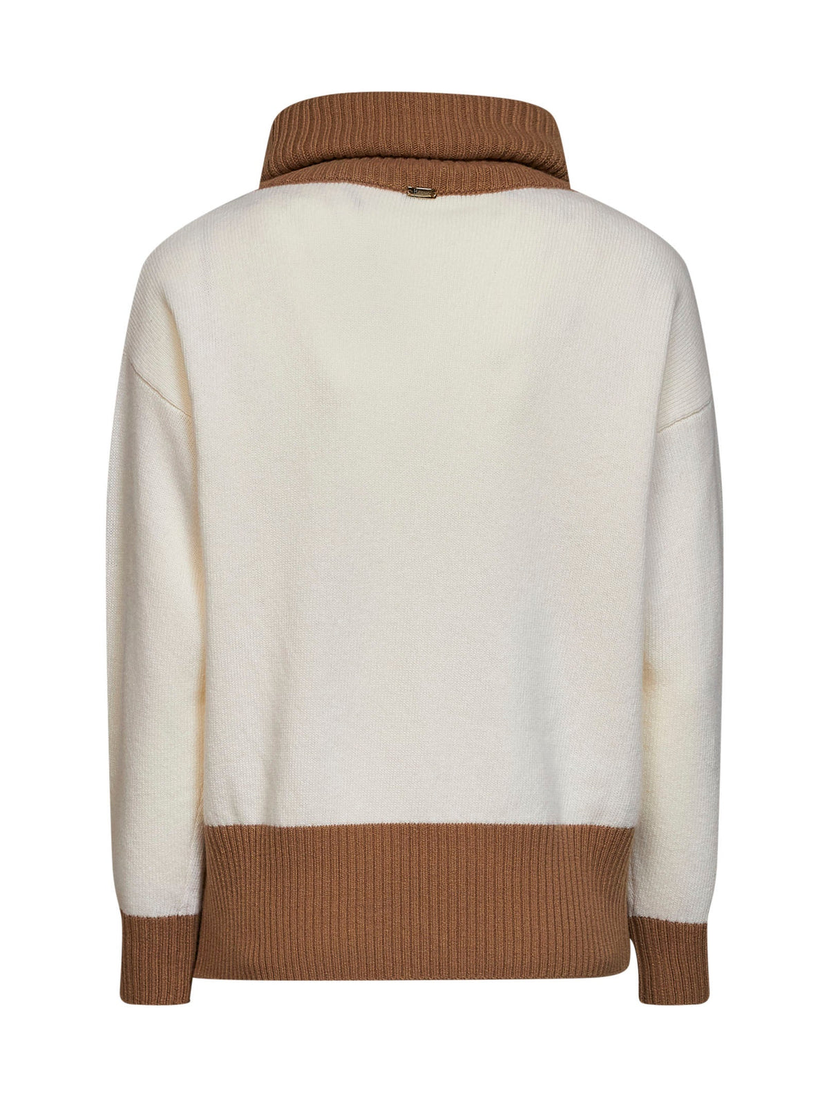 Herno Women Milky White Color-Block Wool Turtleneck Sweater HERNO