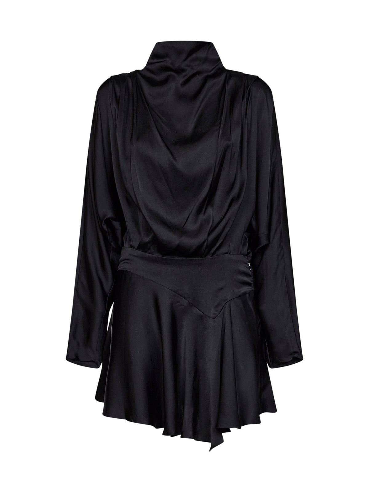 Isabel Marant Women Black Satin Neline Draped Mini Dress ISABEL MARANT