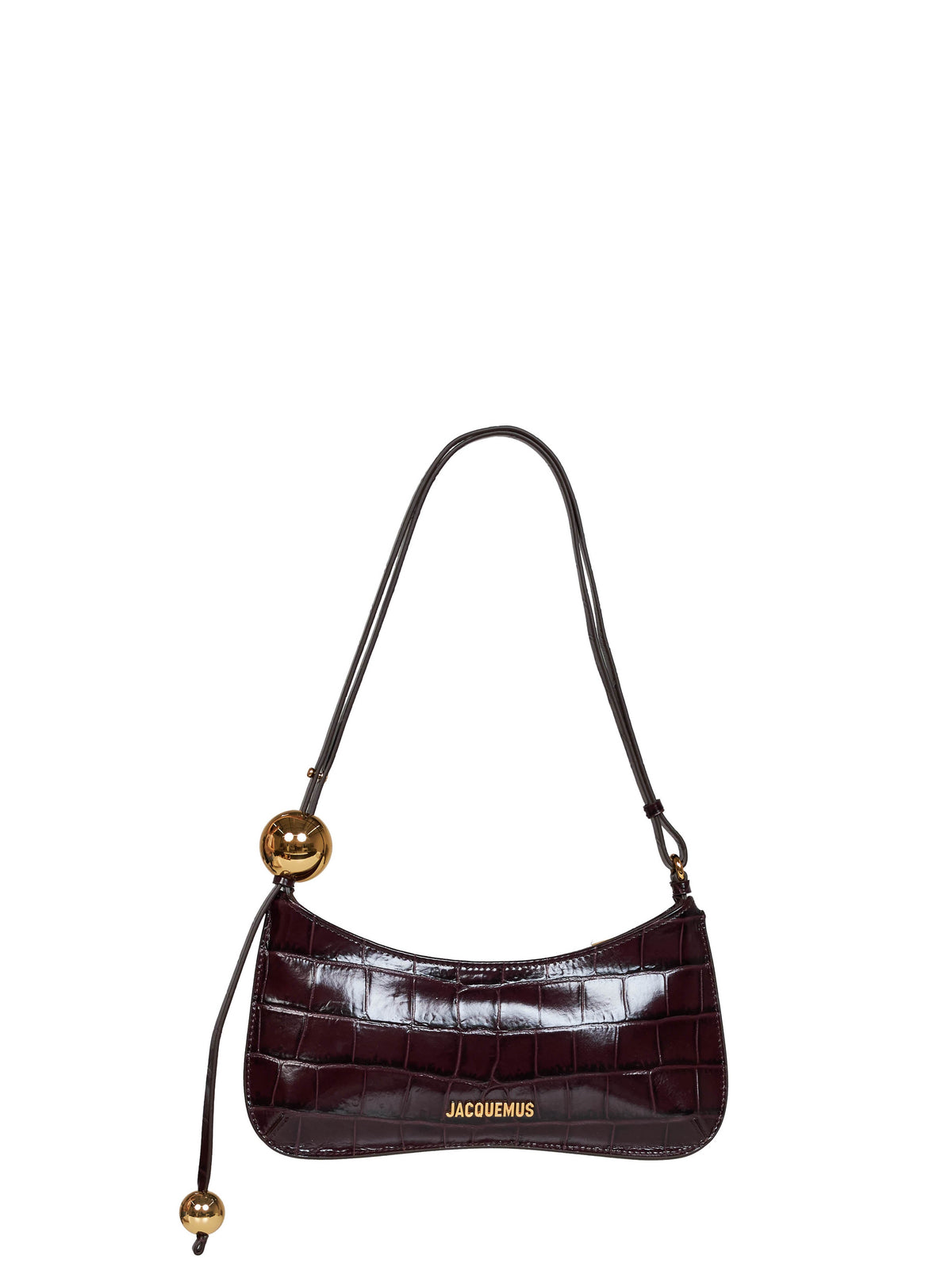 Jacquemus Women Dark Burgundy The Bisou Perle Beaded Shoulder Bag JACQUEMUS