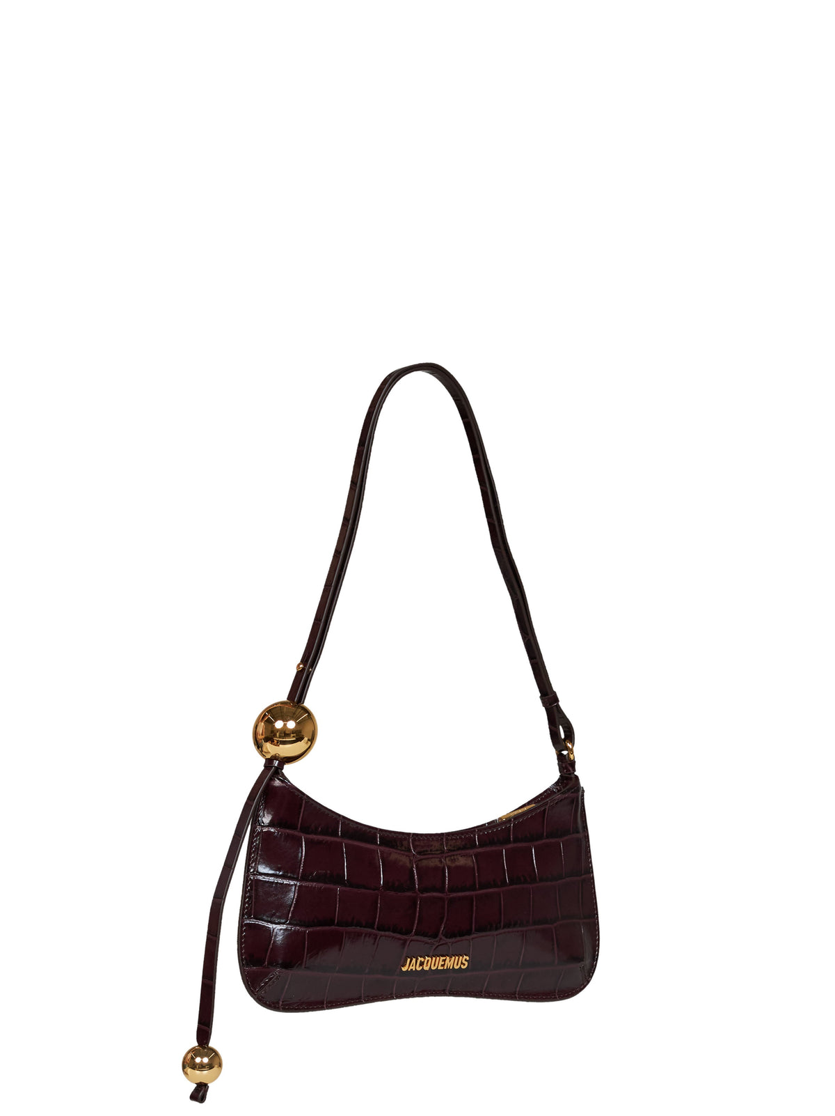 Jacquemus Women Dark Burgundy The Bisou Perle Beaded Shoulder Bag JACQUEMUS