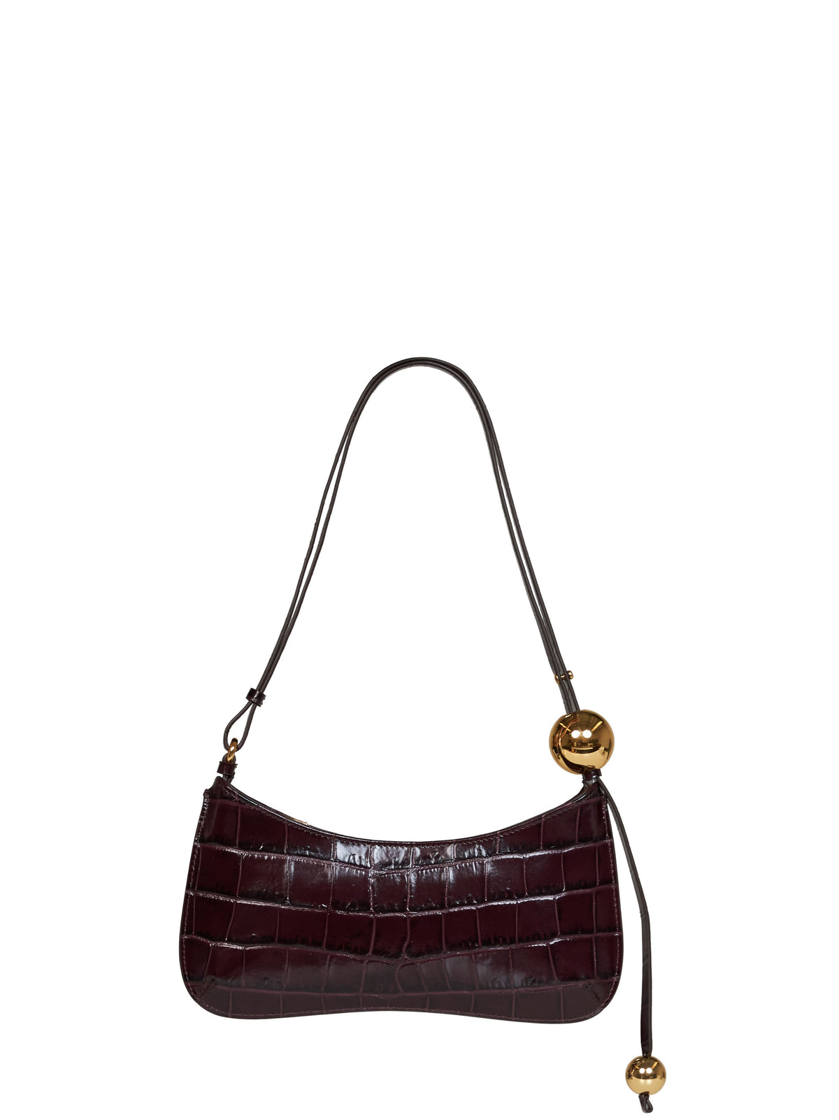 Jacquemus Women Dark Burgundy The Bisou Perle Beaded Shoulder Bag JACQUEMUS