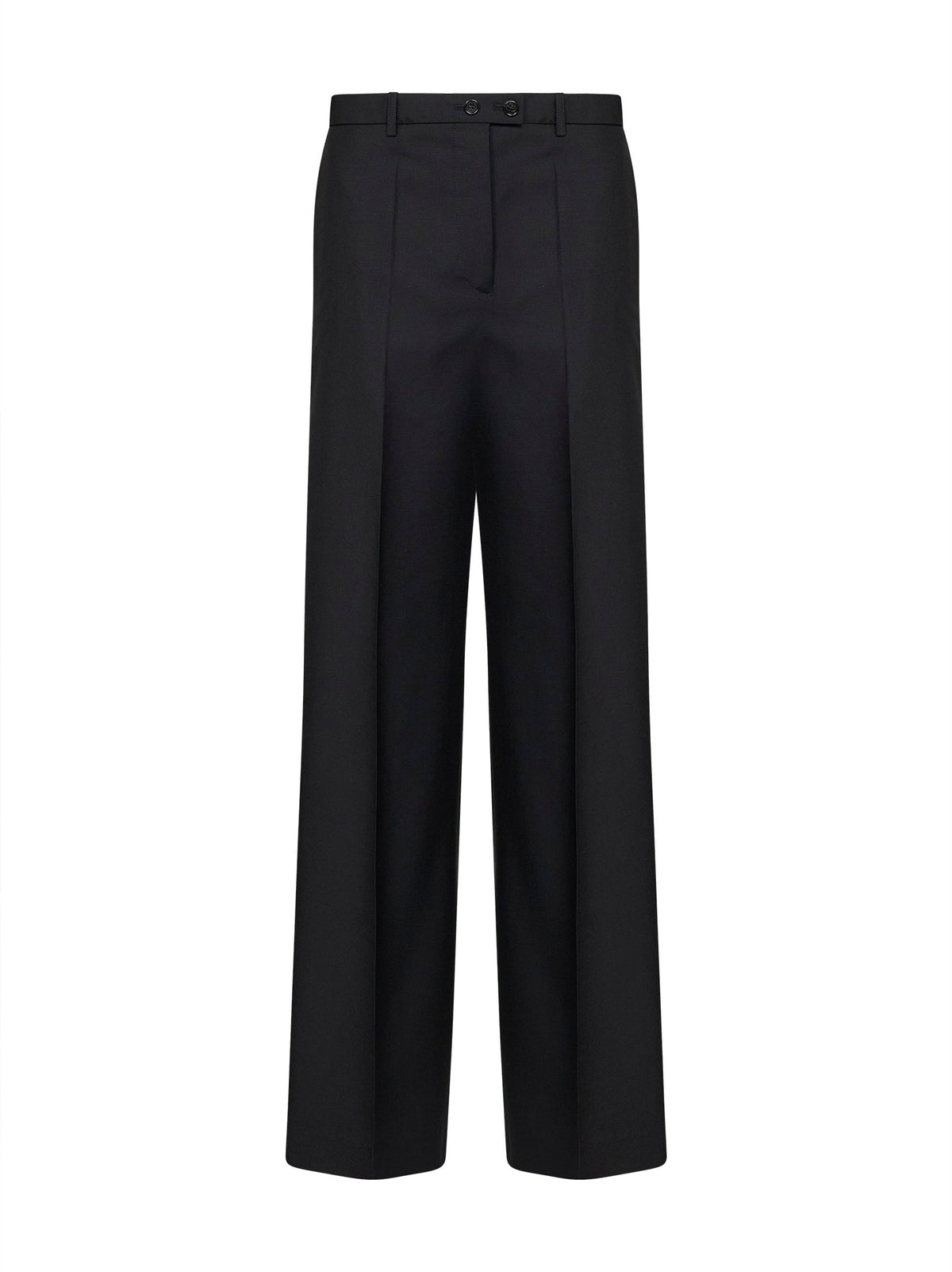 Jil Sander Women Black Wool-Mohair Canvas Wide-Leg Trousers JIL SANDER