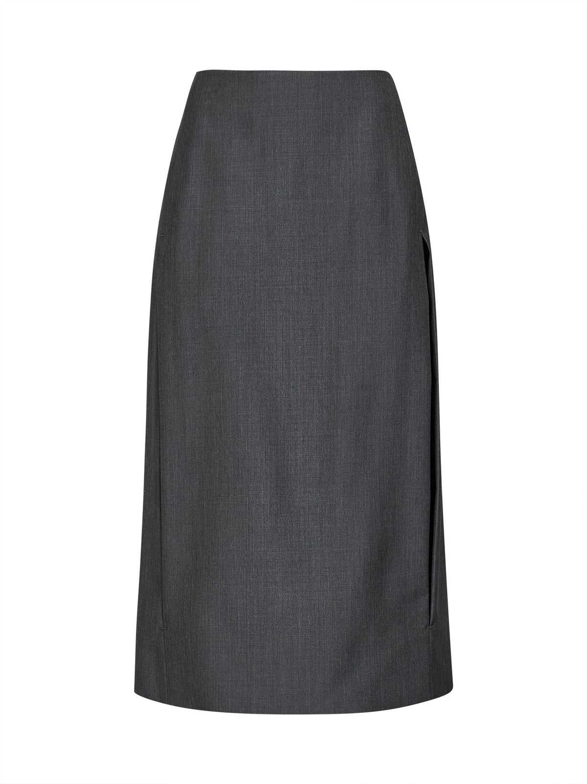 Jil Sander Women Fog Grey Wool Canvas Midi Skirt With Slits JIL SANDER