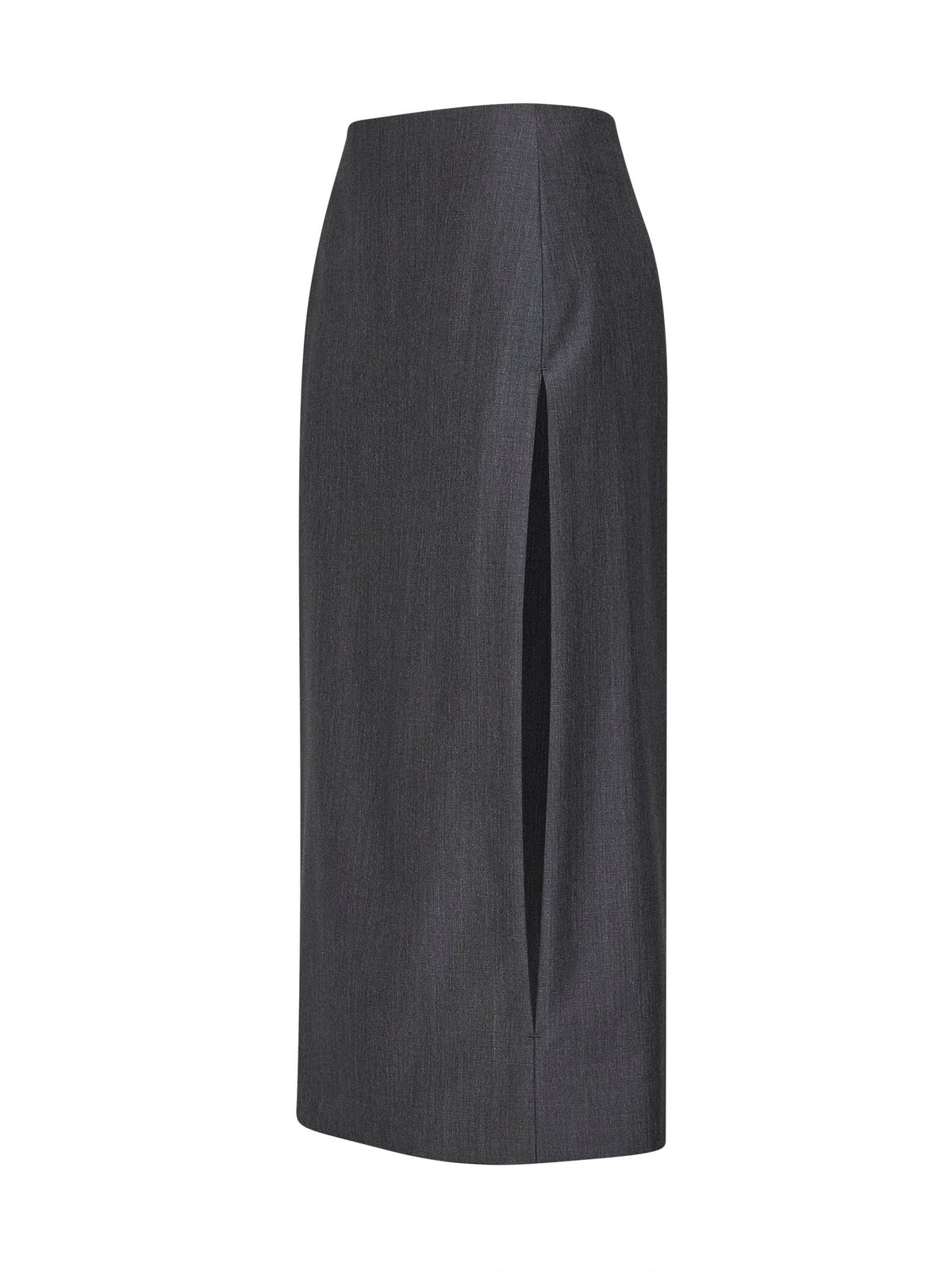 Jil Sander Women Fog Grey Wool Canvas Midi Skirt With Slits JIL SANDER