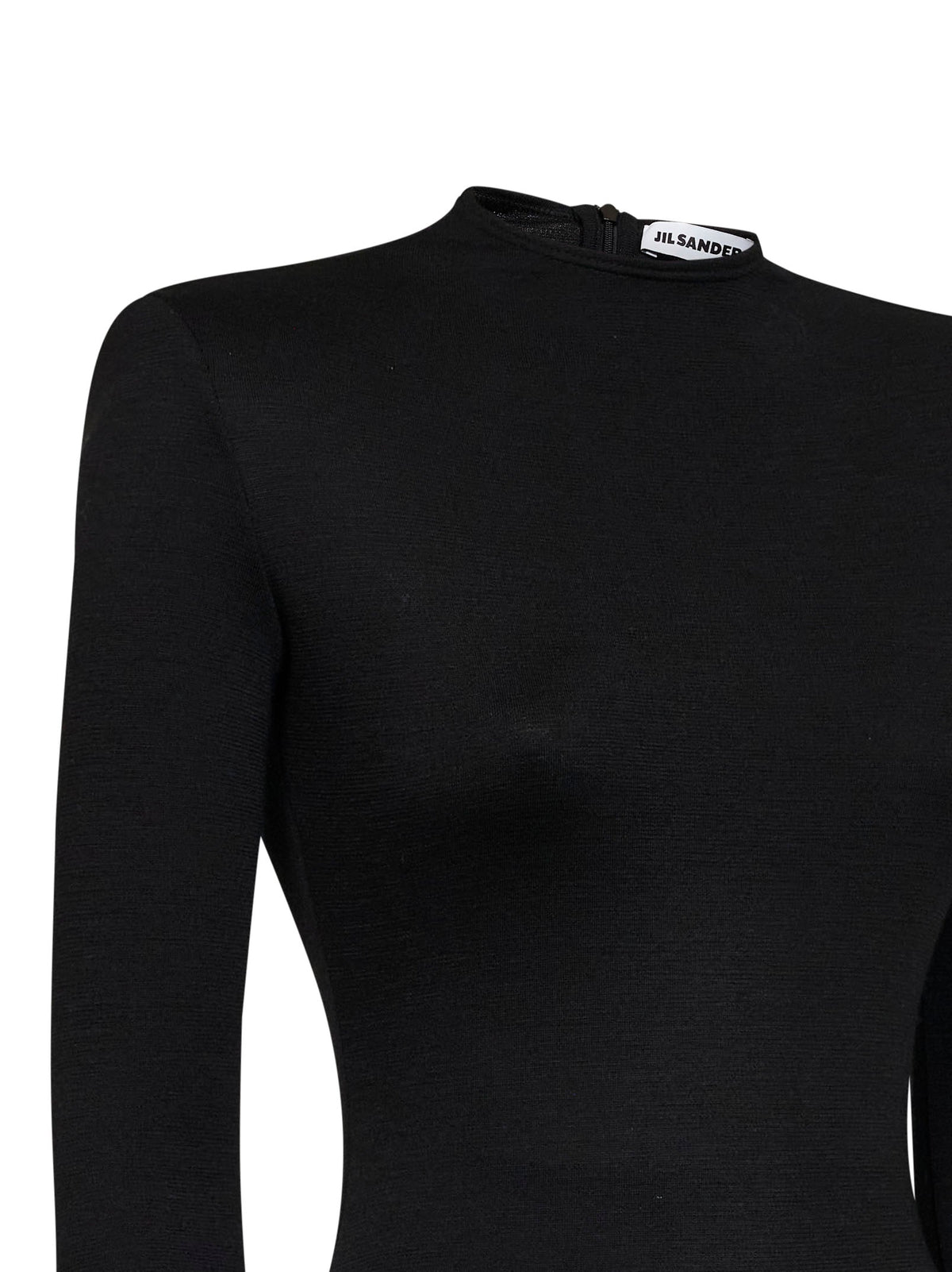 Jil Sander Women Black Compact Wool Knit Fitted Bodysuit JIL SANDER