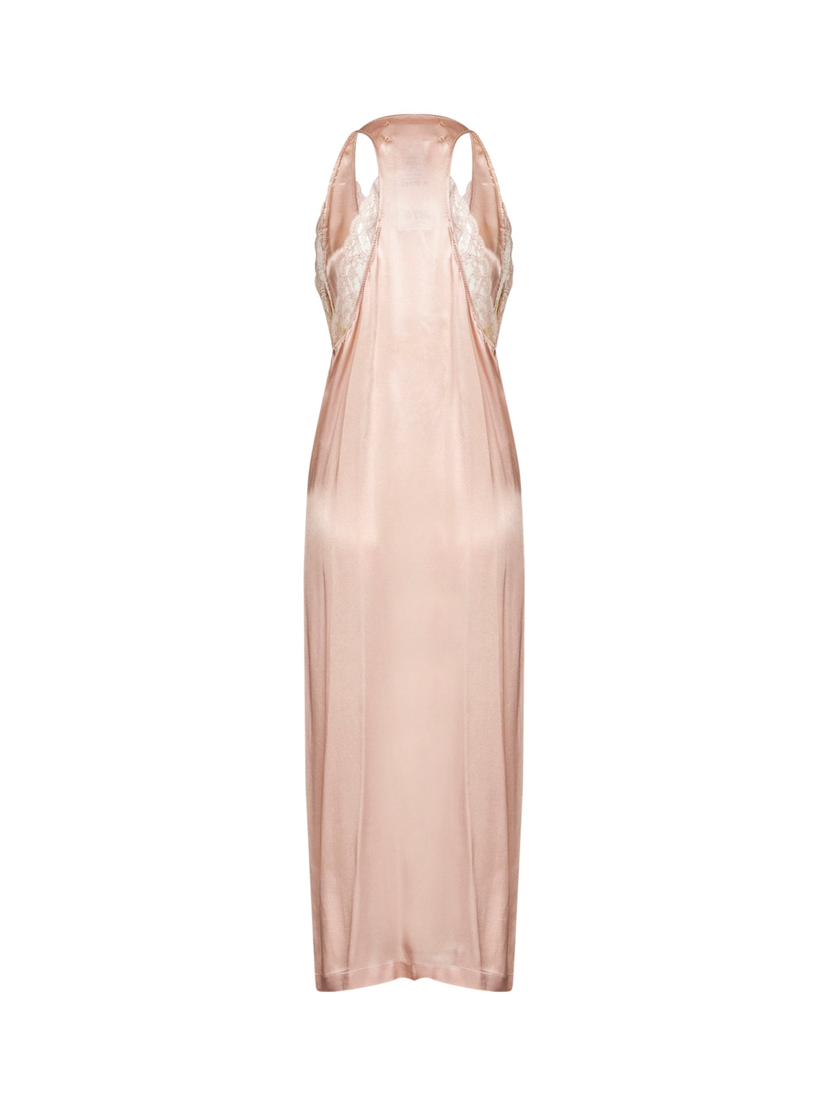 Maison Margiela Women Light Pink Satin And Lace Midi Slip Dress MAISON MARGIELA