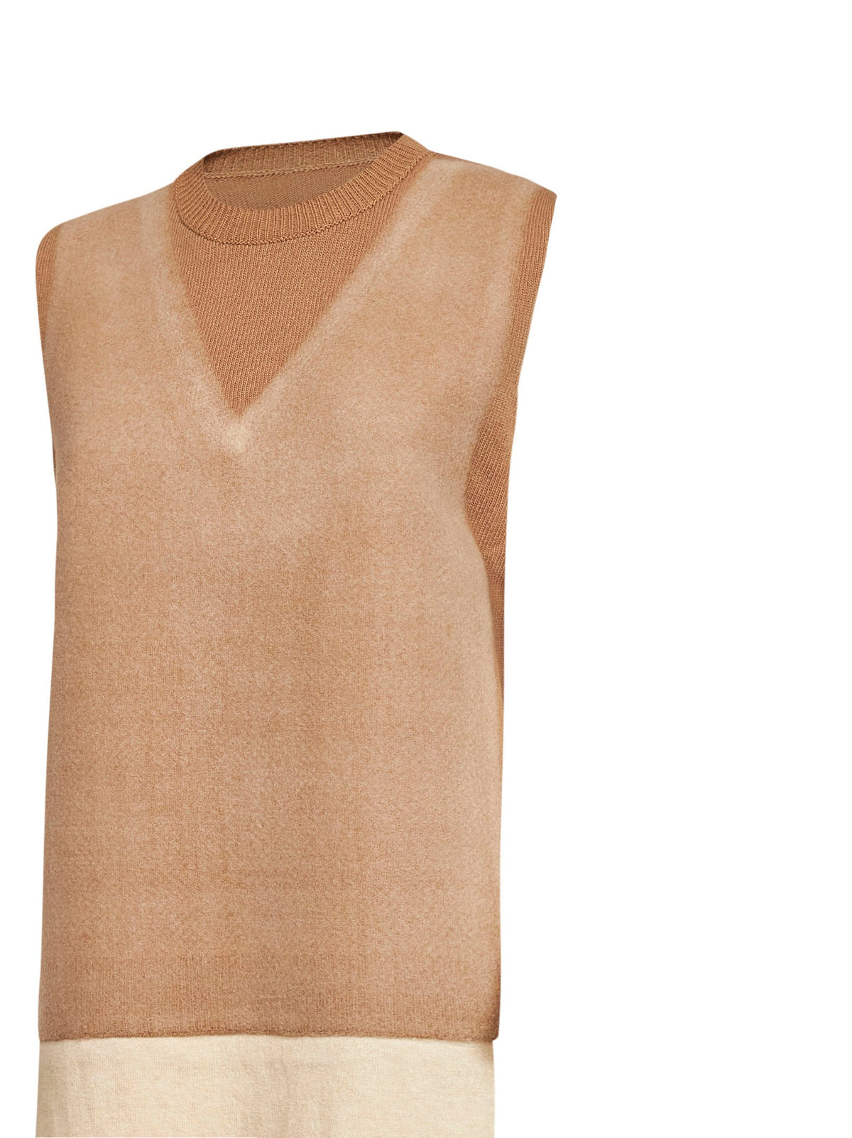 Maison Margiela Women Camel Fused Knit Long Vest MAISON MARGIELA