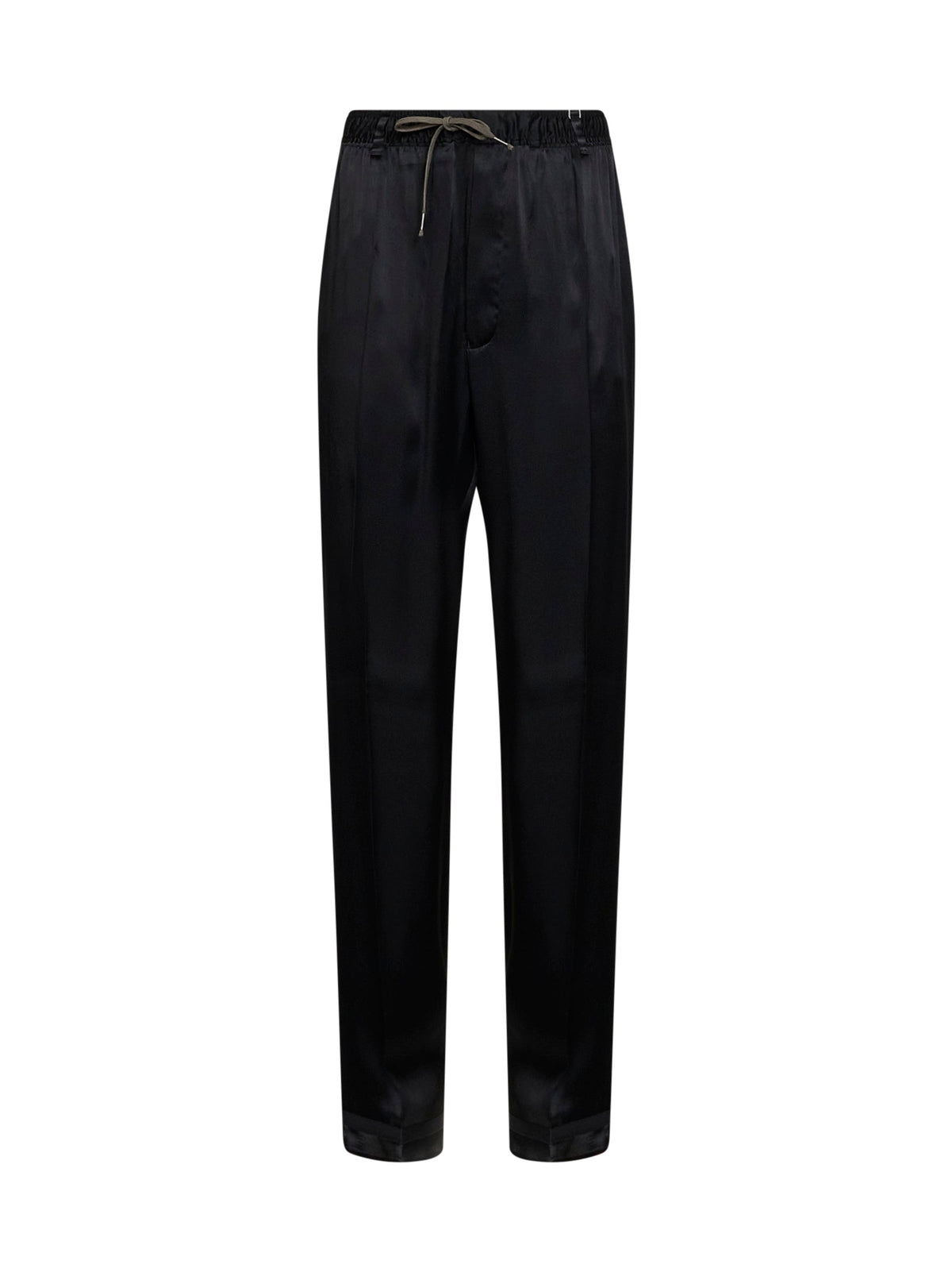 Maison Margiela Women Black Satin Drawstring Trousers MAISON MARGIELA