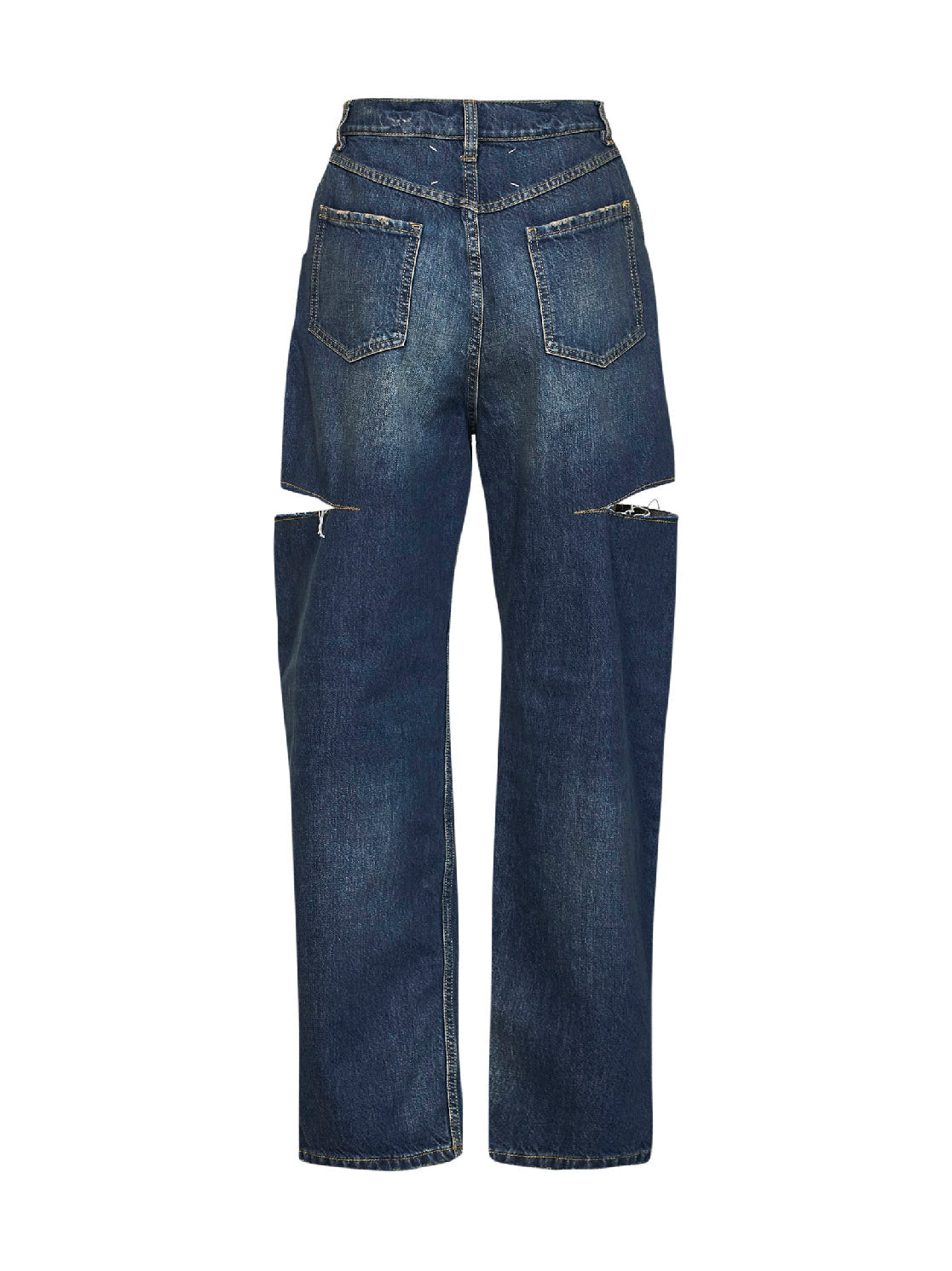 Maison Margiela Women Washed Indigo Denim Slash Details Jeans MAISON MARGIELA