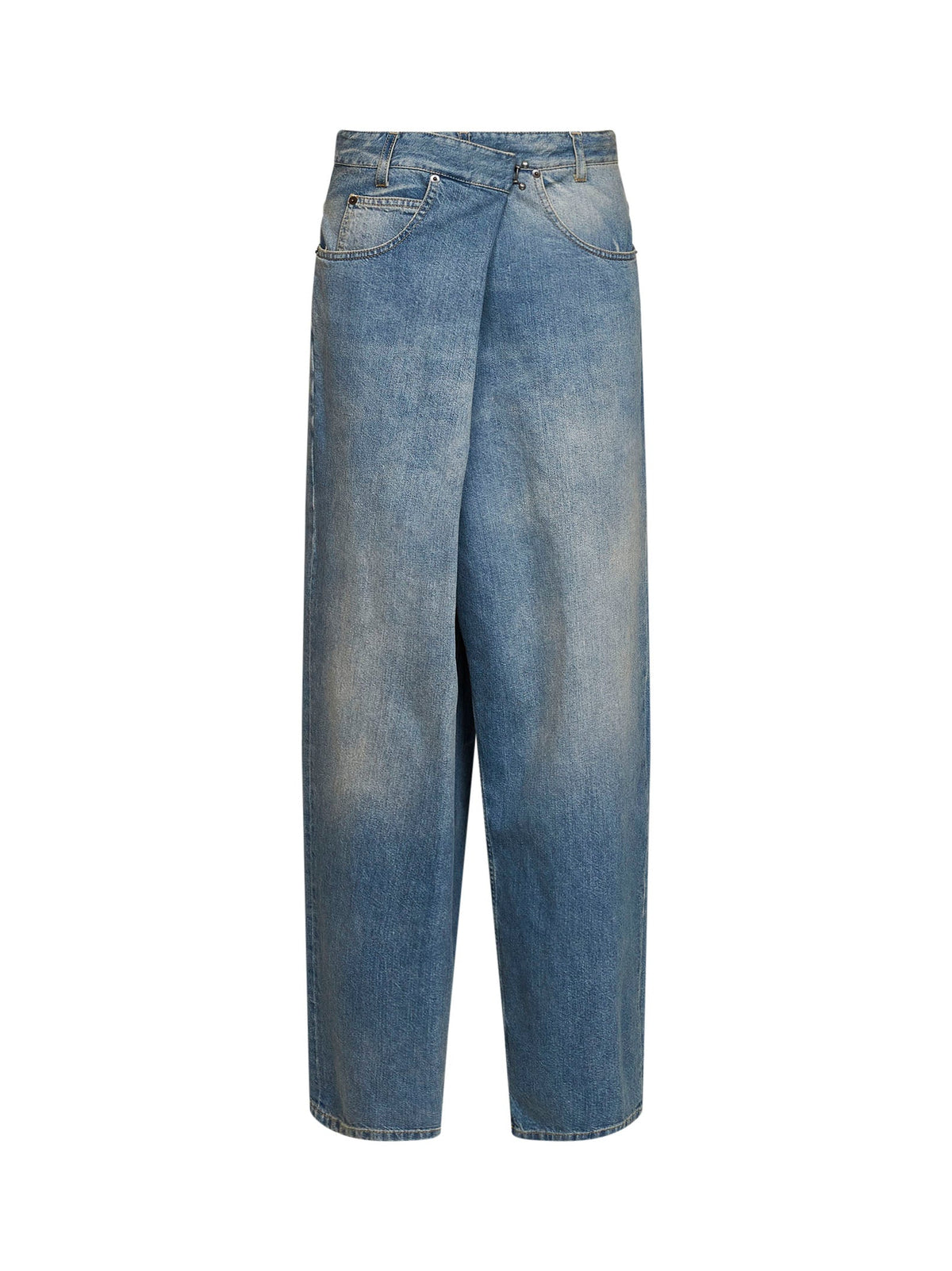 Maison Margiela Women Blue Old-Finish Cotton Denim Wrap Jeans MAISON MARGIELA