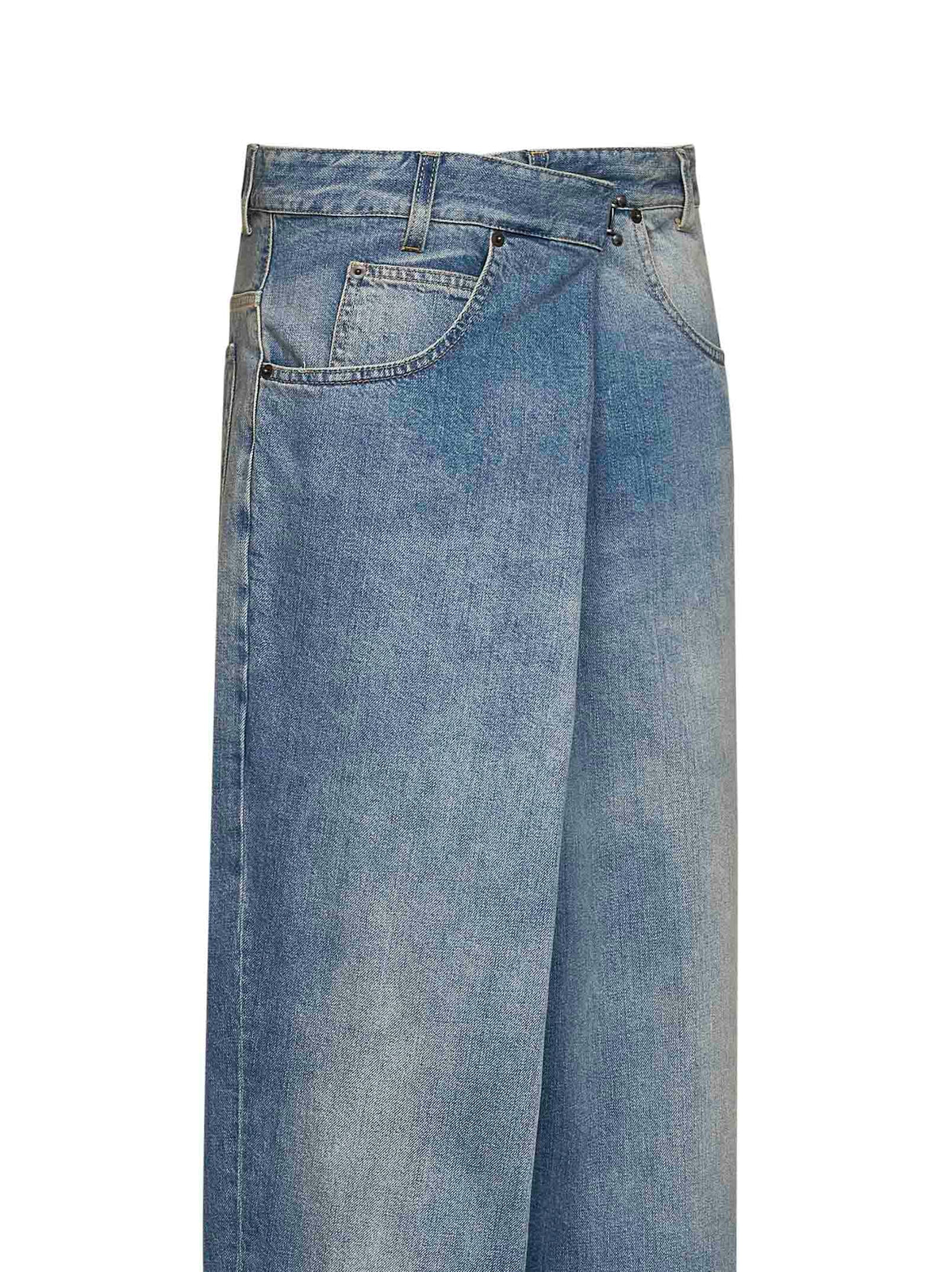 Maison Margiela Women Blue Old-Finish Cotton Denim Wrap Jeans MAISON MARGIELA