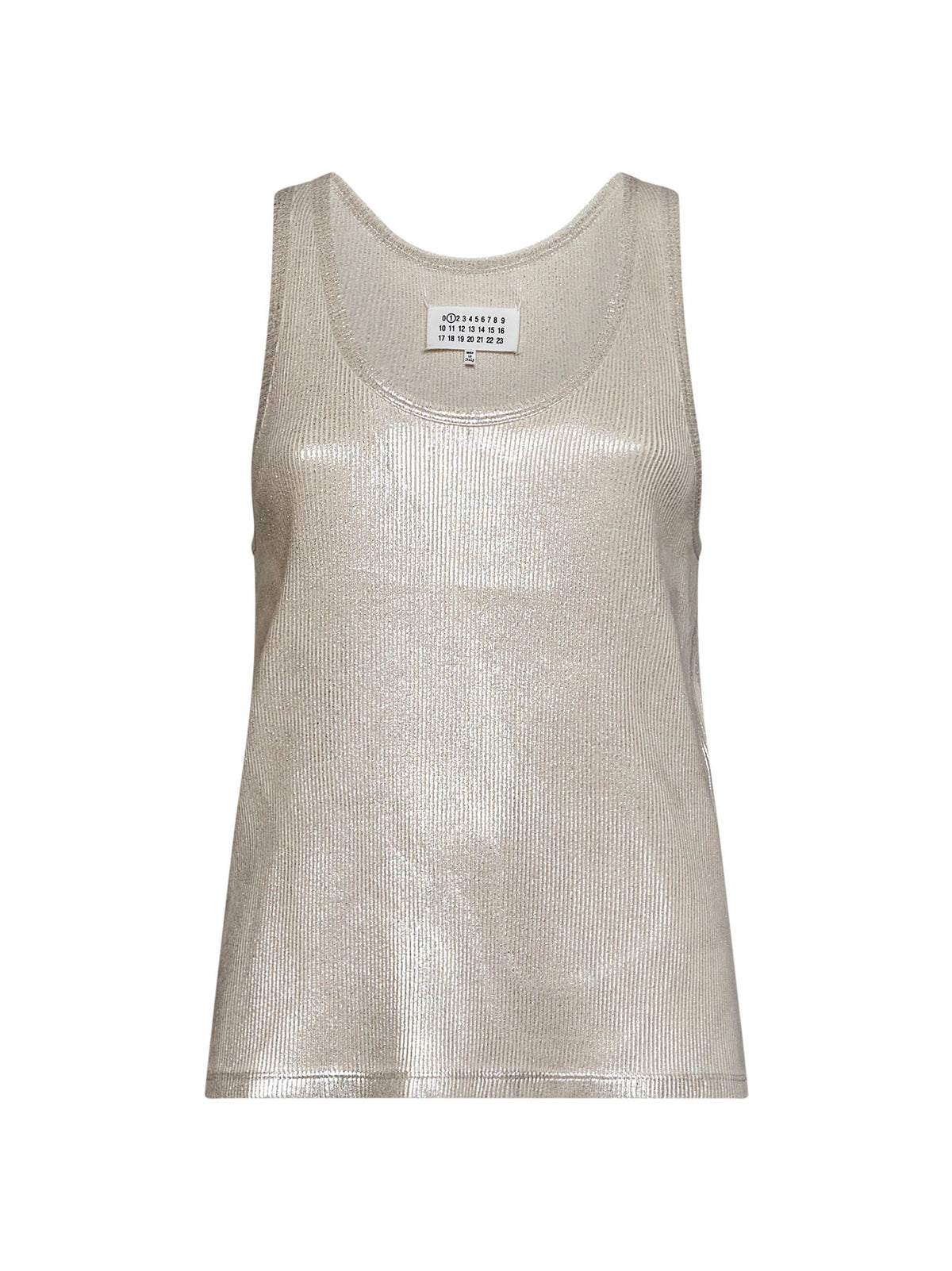 Maison Margiela Women Beige Ribbed Cotton Silver Print Tank Top MAISON MARGIELA