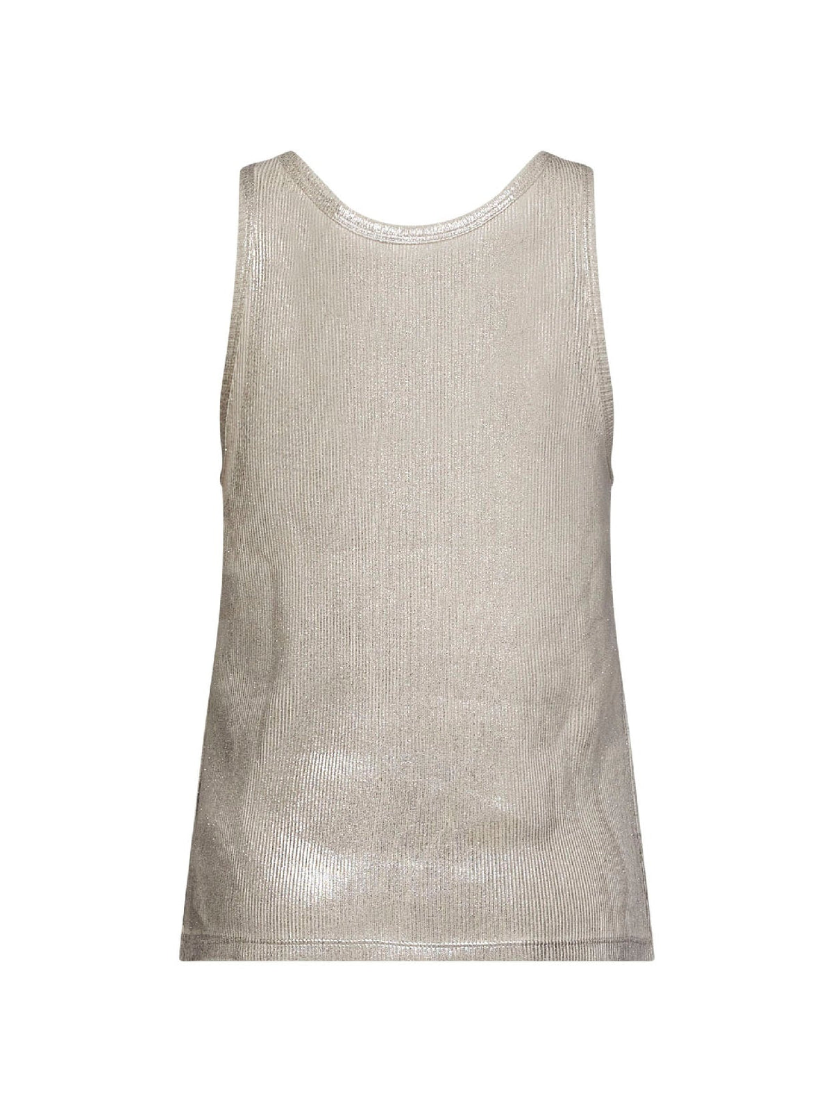 Maison Margiela Women Beige Ribbed Cotton Silver Print Tank Top MAISON MARGIELA