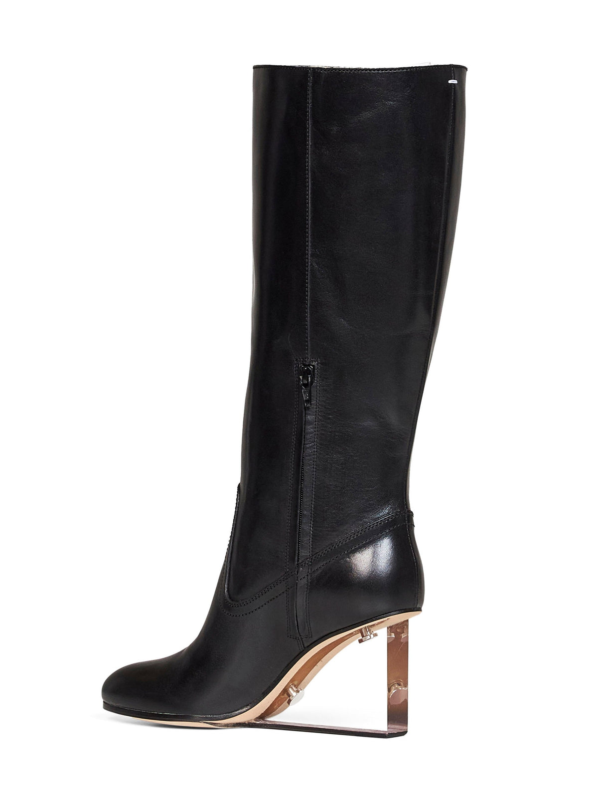 Maison Margiela Women Black Leather Knee-High Boots With Plexi Heel MAISON MARGIELA