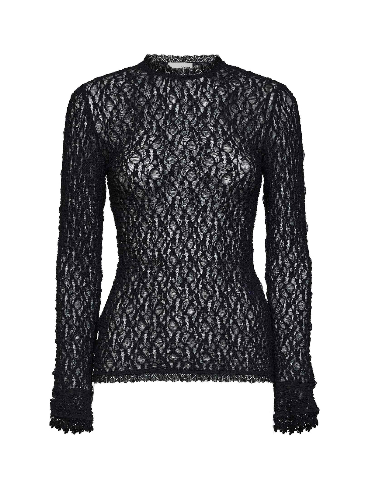 Marant Etoile Women Black Stretch Lace Brany Long-Sleeved Top ISABEL MARANT ETOILE