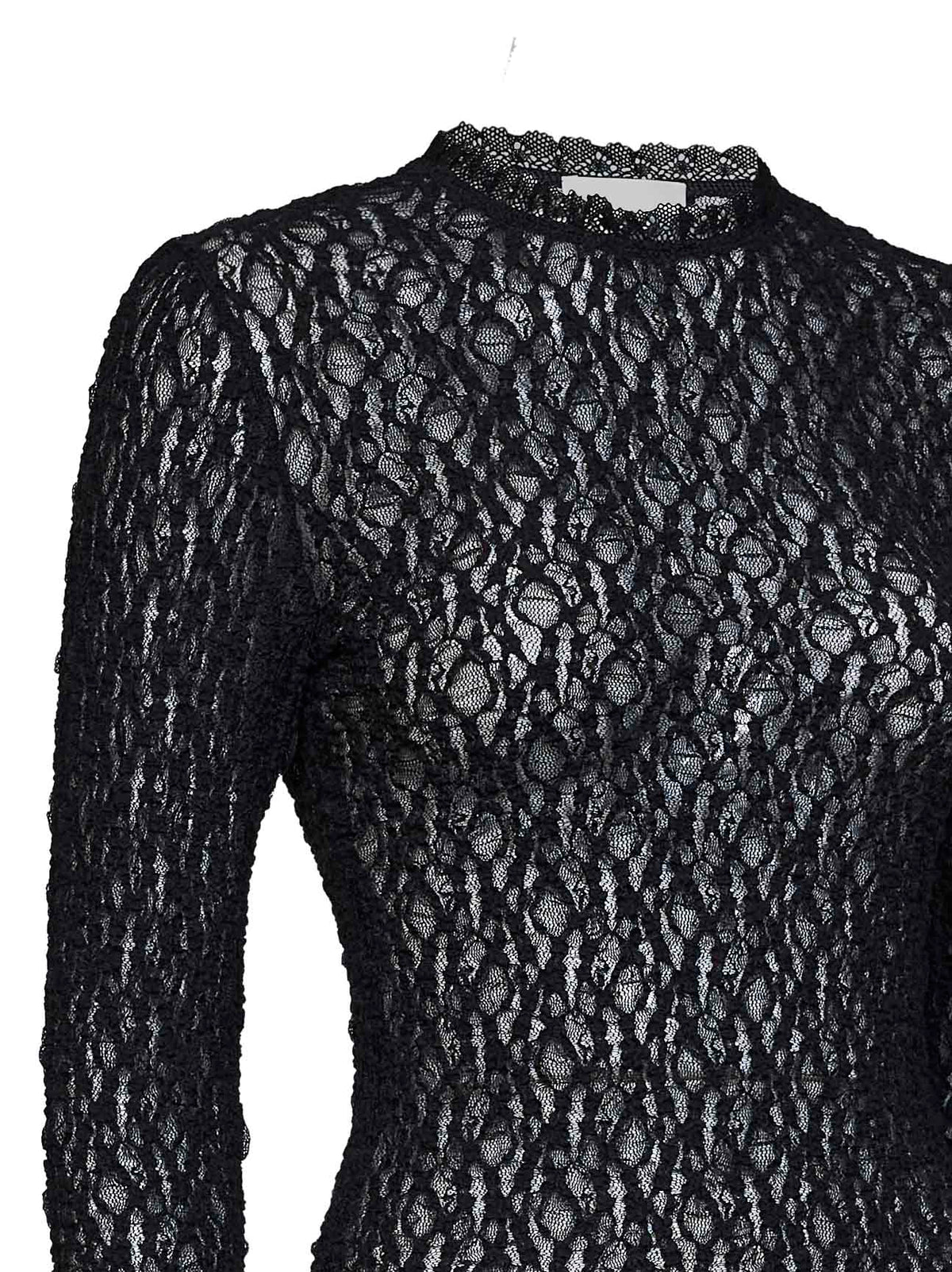 Marant Etoile Women Black Stretch Lace Brany Long-Sleeved Top ISABEL MARANT ETOILE