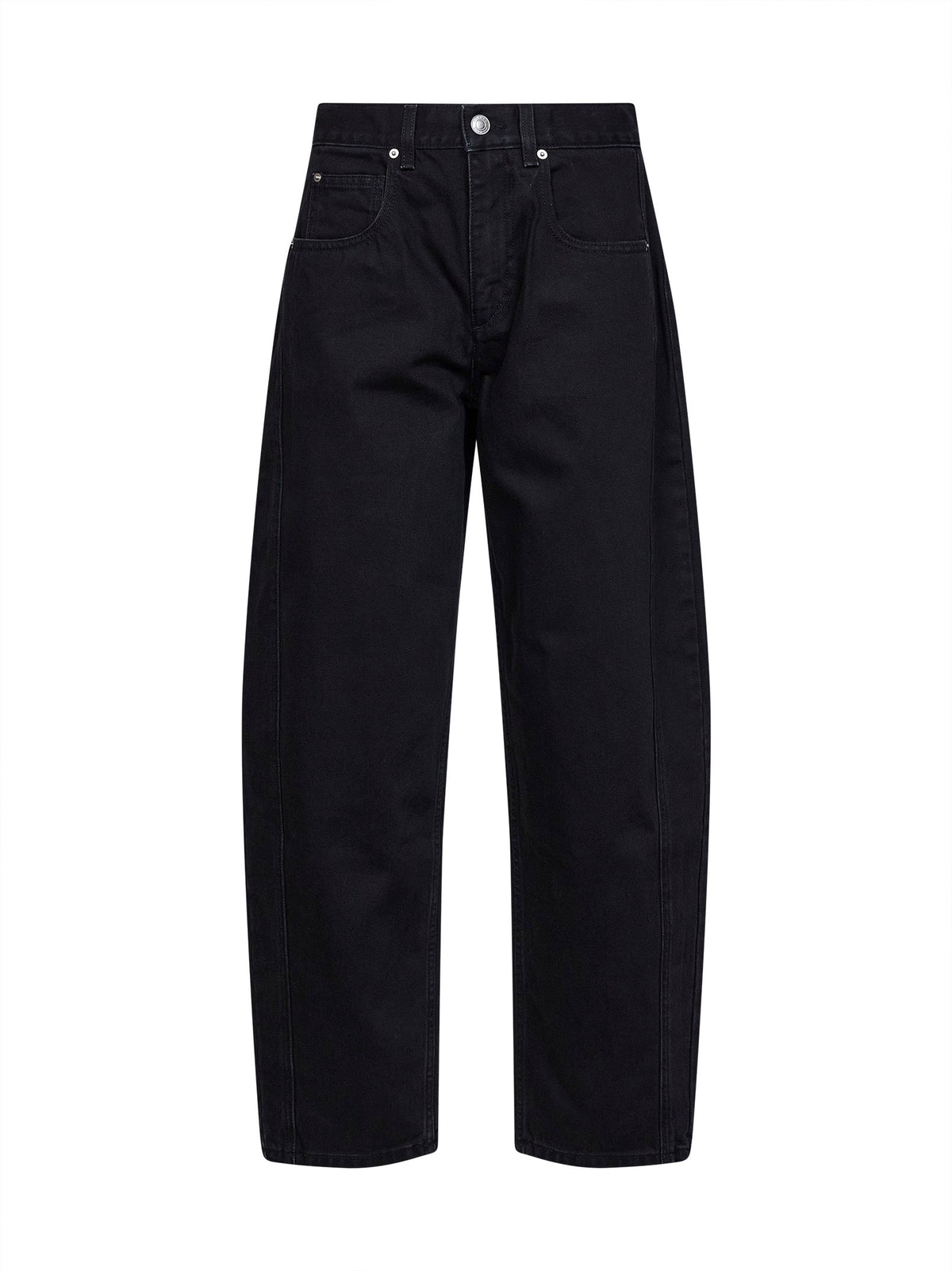 Marant Etoile Women Black Faded Cotton Denim Oriane Barrel Jeans ISABEL MARANT ETOILE