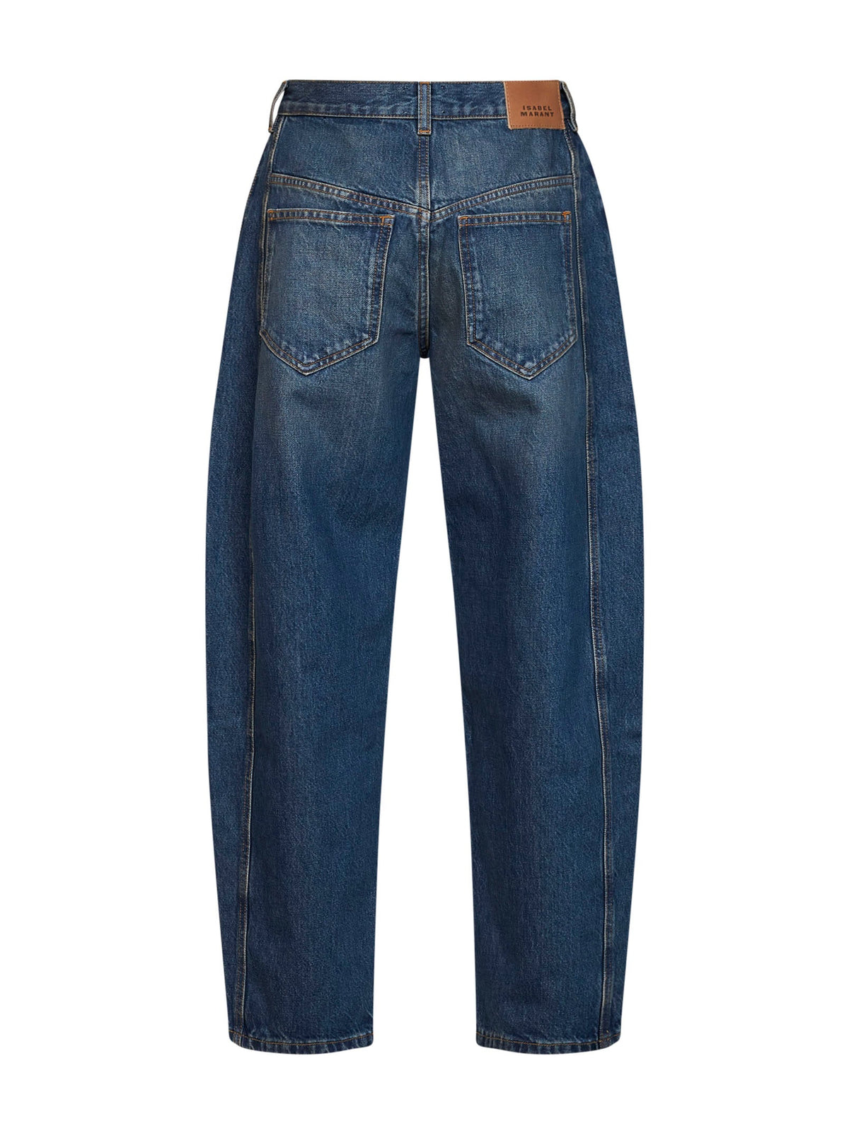 Marant Etoile Women Blue Faded Cotton Denim Oriane Barrel Jeans ISABEL MARANT ETOILE