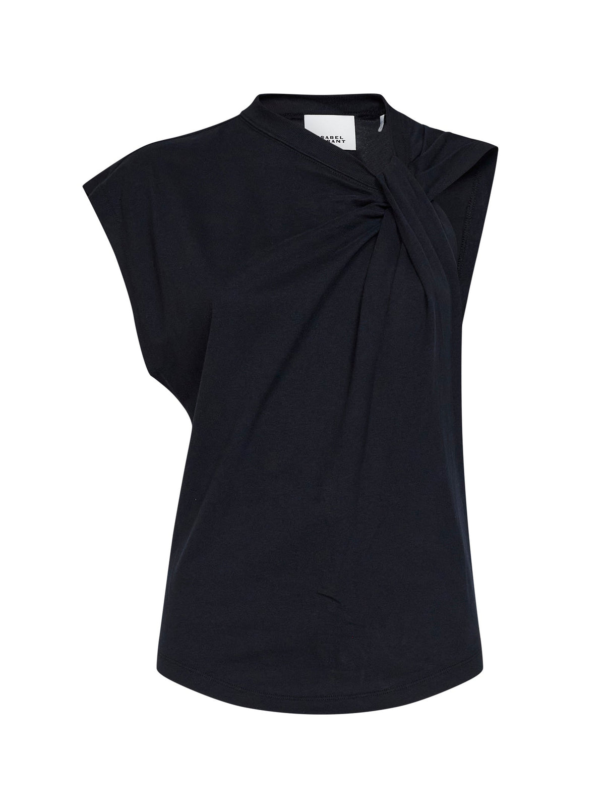 Marant Etoile Women Black Cotton Jersey Nayda Asymmetric T-Shirt ISABEL MARANT ETOILE