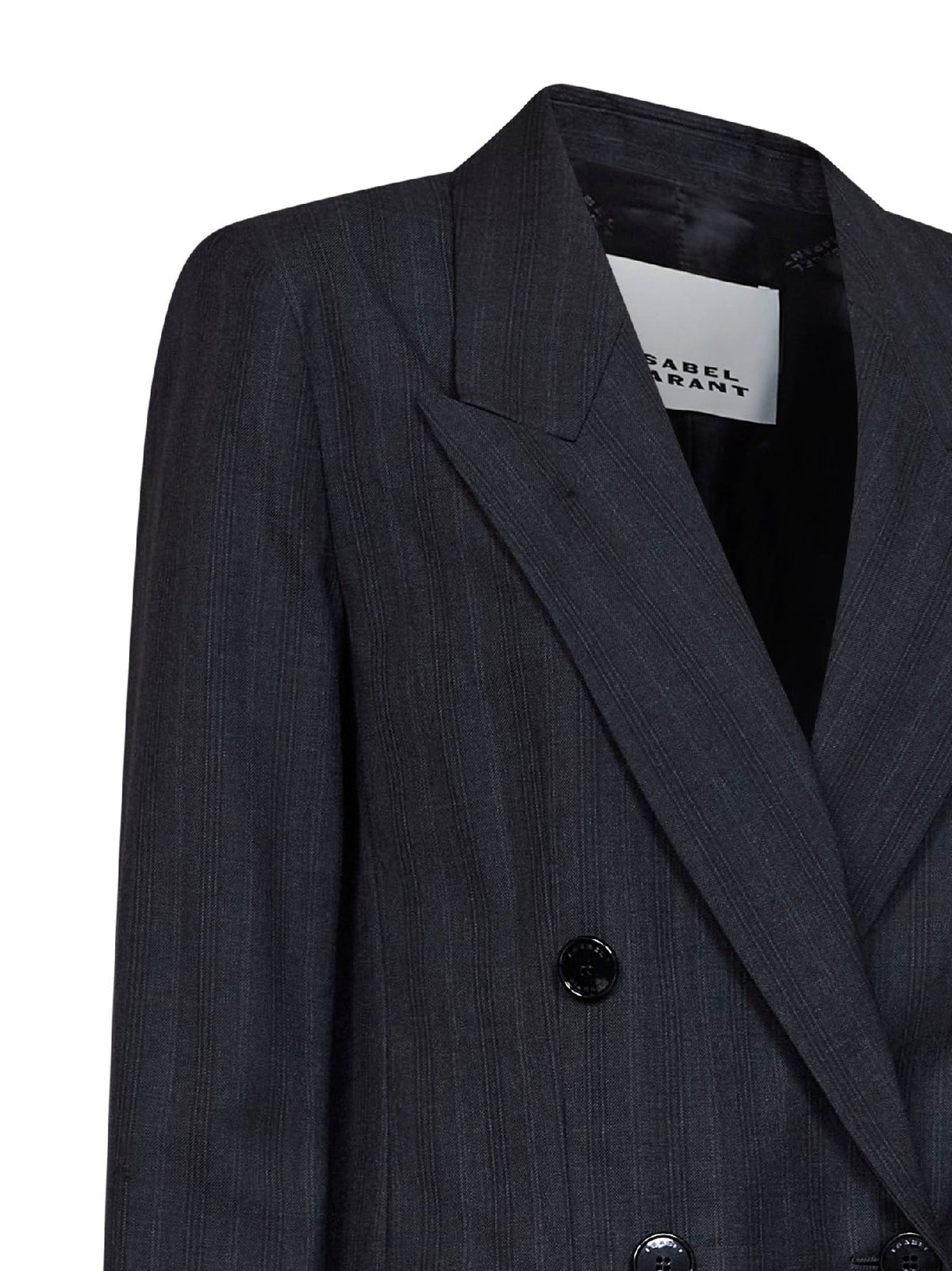 Marant Etoile Women Dark Anthracite Check Stretch Wool Jevima Double-Breasted Blazer ISABEL MARANT ETOILE
